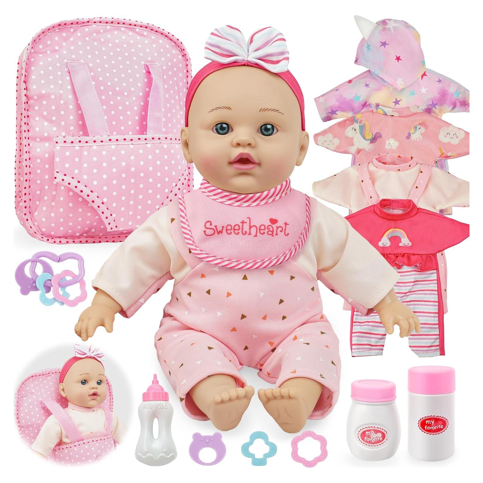 Muñeca de Bebé Blando 30 cm SmilessKiddo con Mochila y Accesorios