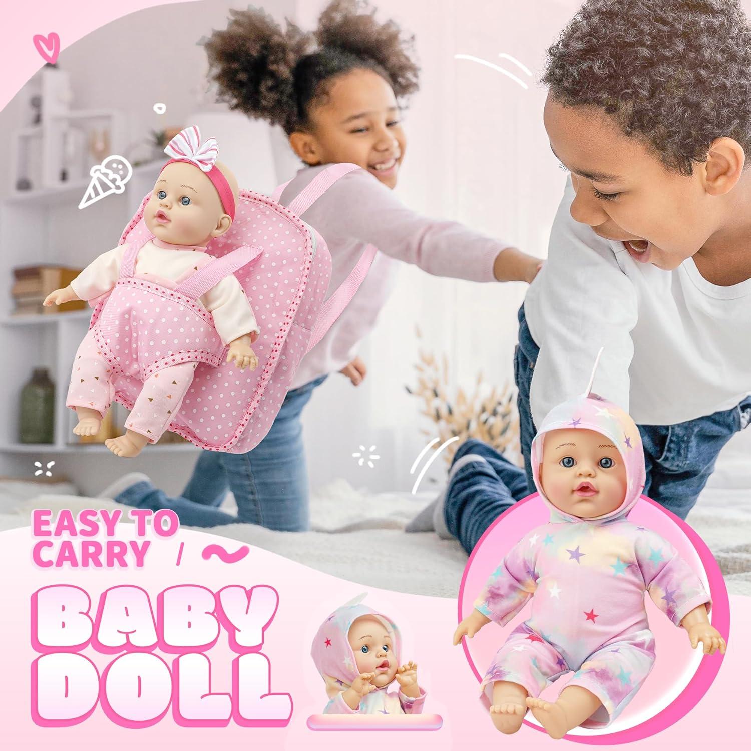 Muñeca de Bebé Blando 30 cm SmilessKiddo con Mochila y Accesorios