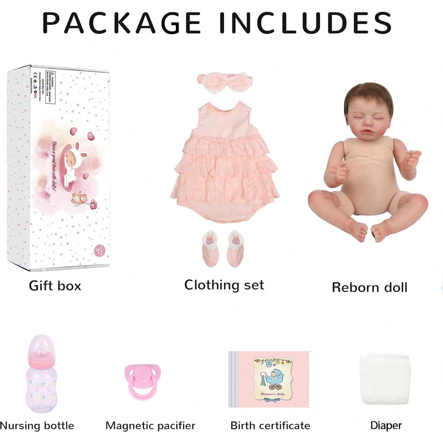 Muñeca Reborn Bebé Niña KSBD 50.8 cm Cuerpo Suave Hecha a Mano