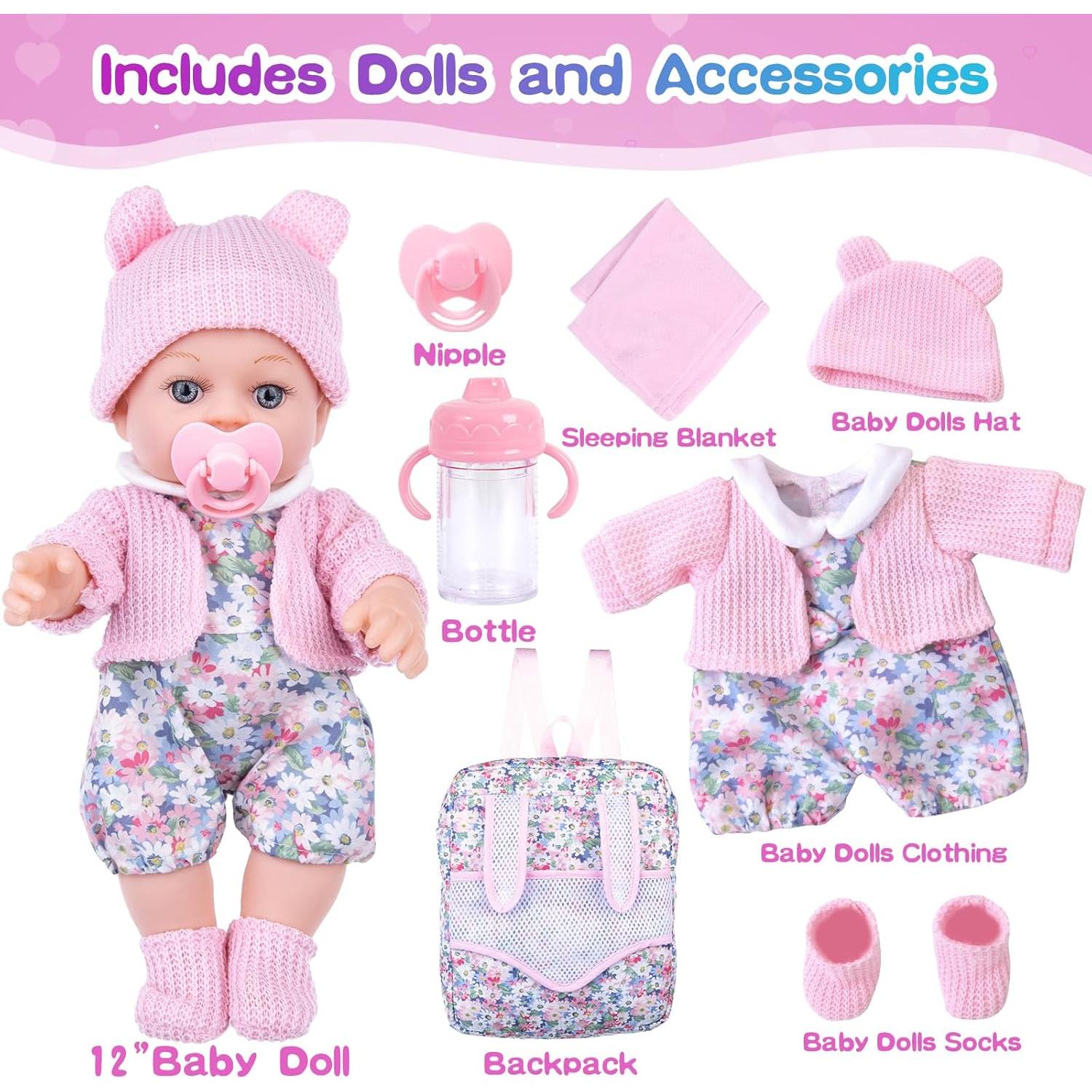 Mochila de Juguete con Muñeca 30 cm y Accesorios BDDOLL