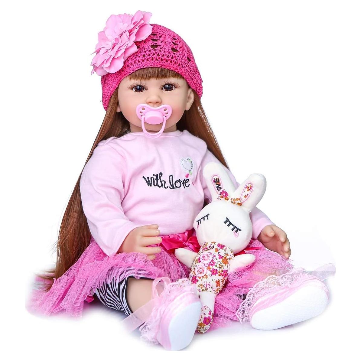 Muñeca Reborn RXDOLL 60cm Vinilo Silicona Suave Rosa