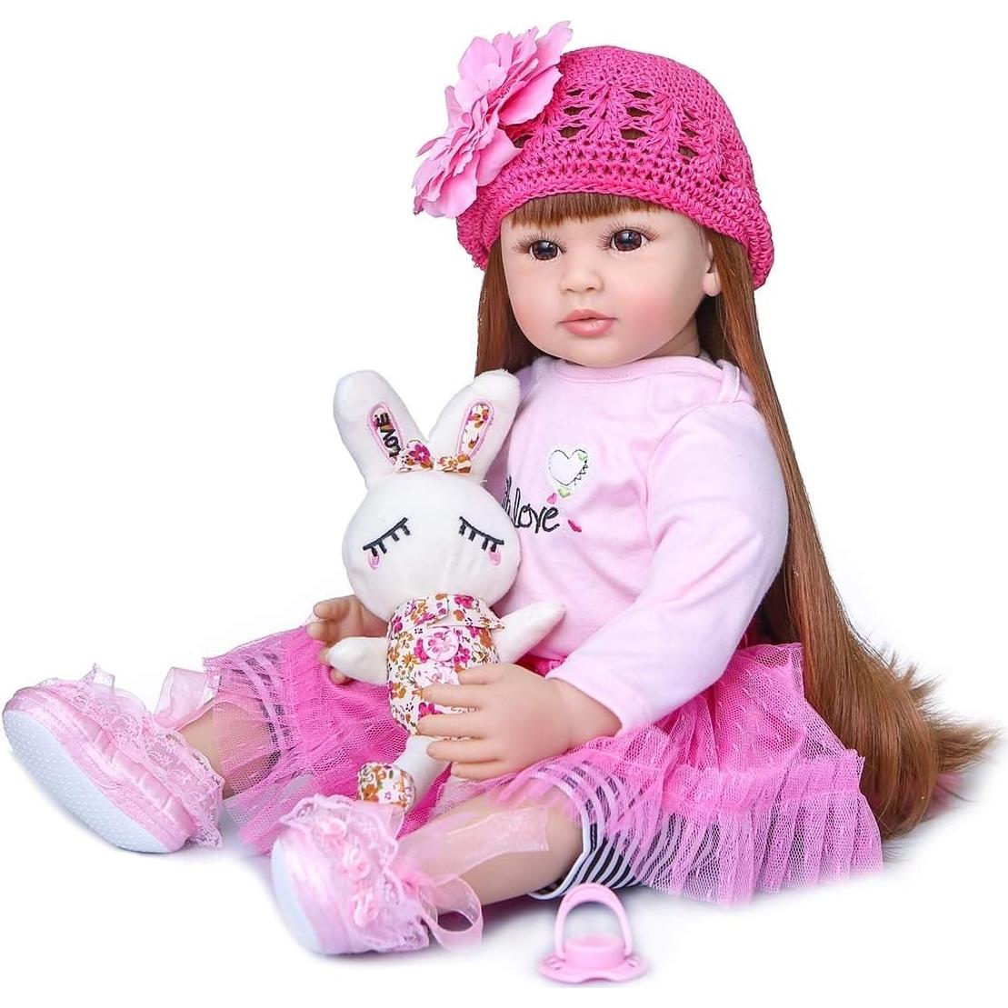 Muñeca Reborn RXDOLL 60cm Vinilo Silicona Suave Rosa