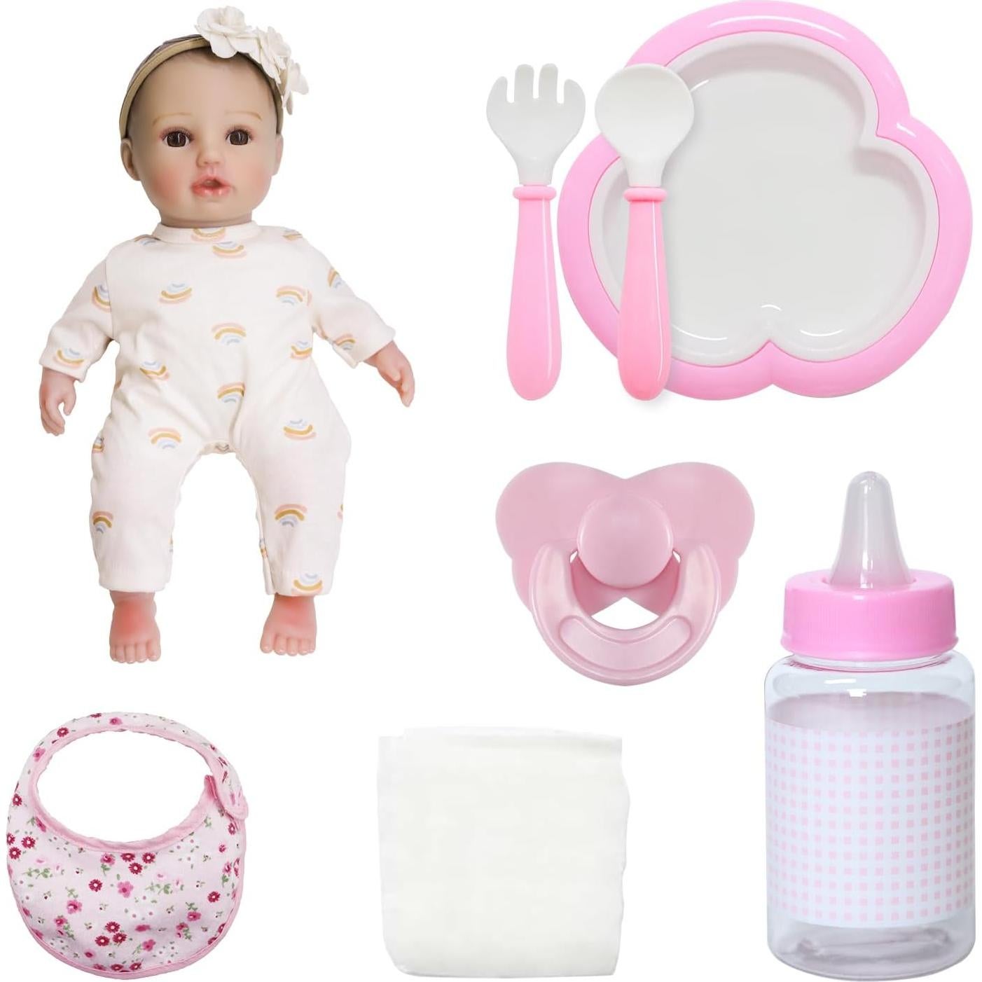 Muñeca Bebé Realista SCOM 40.64 cm con Accesorios para Niñas