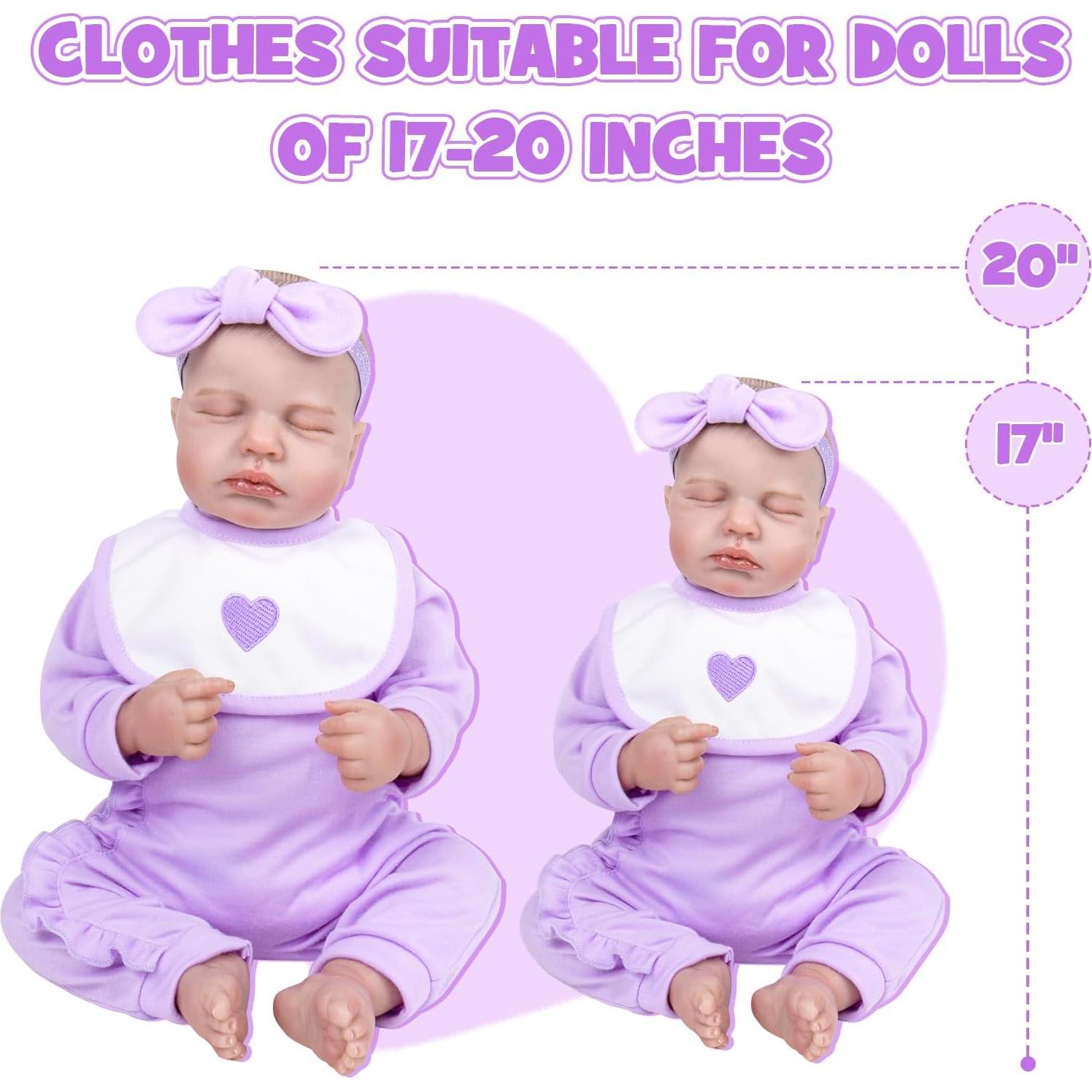 Conjunto de Cuna y Ropa para Muñeca Aori 9 Piezas Morado