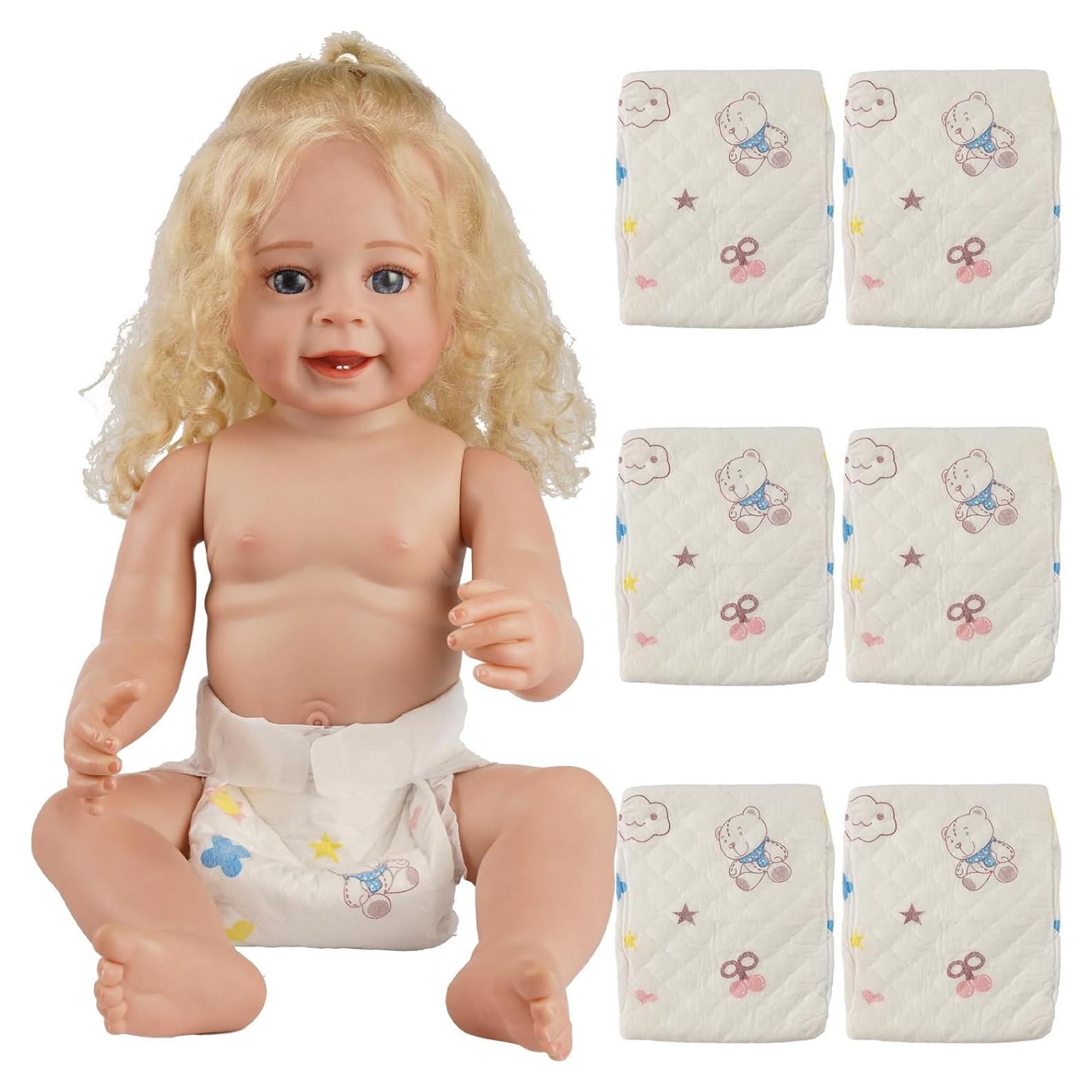 Conjunto de 6 Pañales Reutilizables BABESIDE para Muñecas 43-61 cm