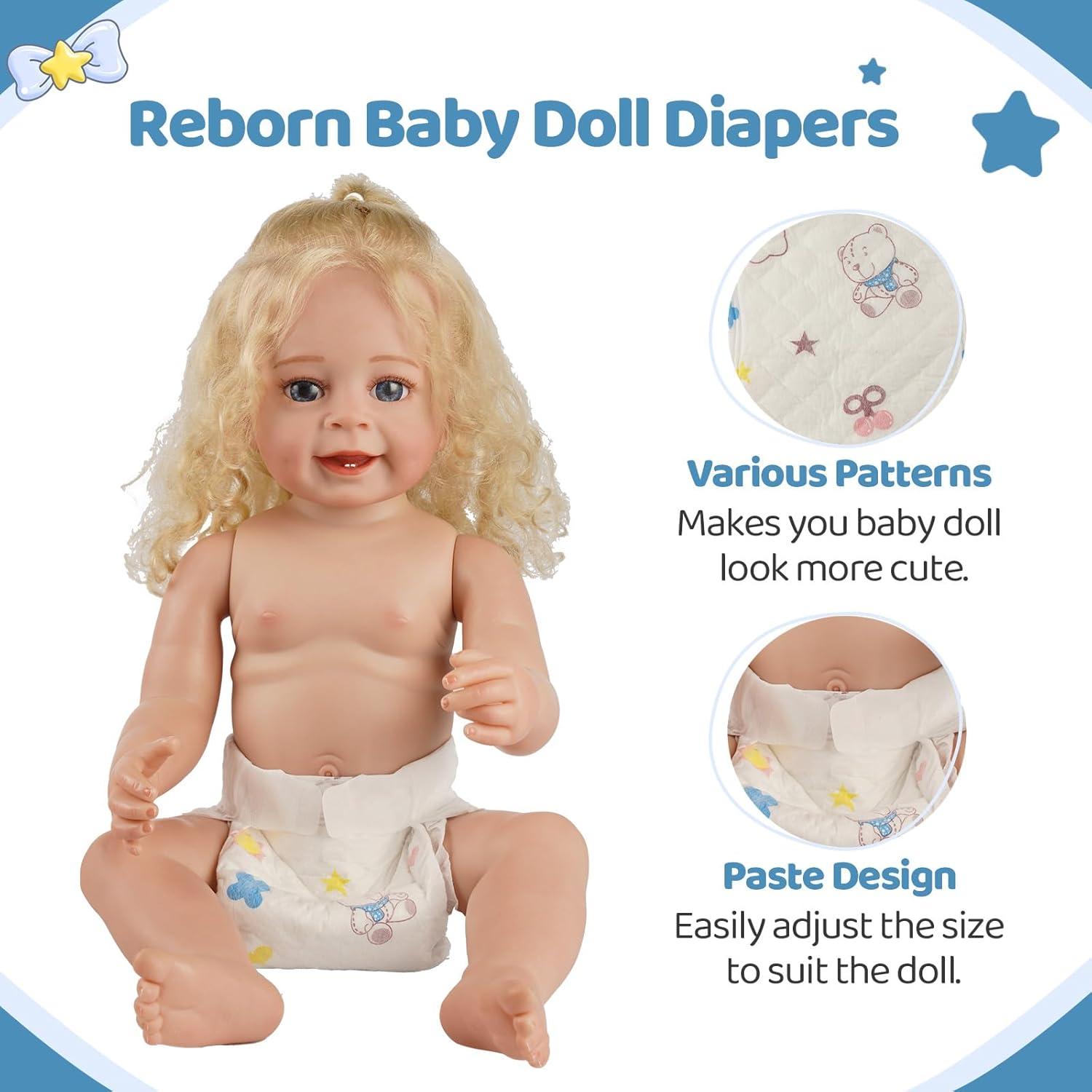 Conjunto de 6 Pañales Reutilizables BABESIDE para Muñecas 43-61 cm