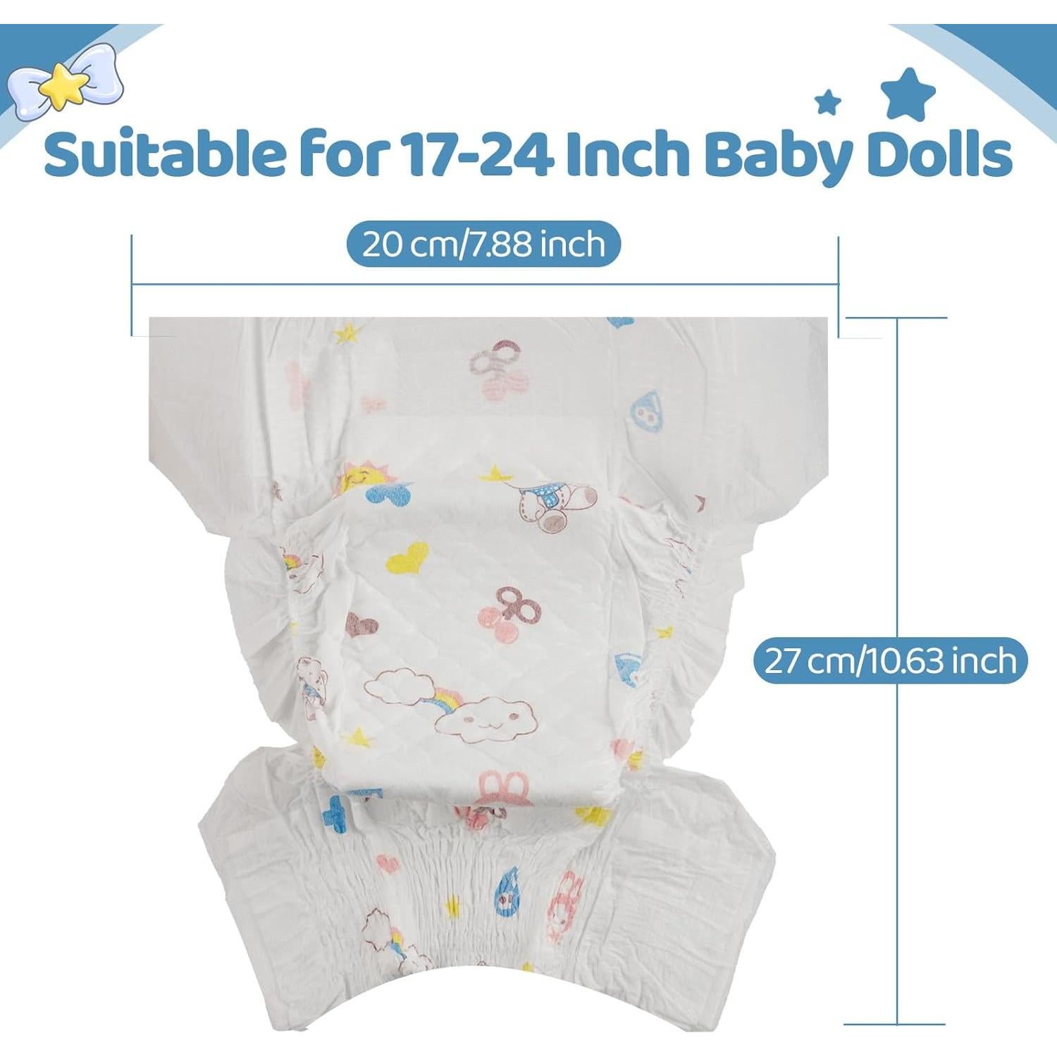 Conjunto de 6 Pañales Reutilizables BABESIDE para Muñecas 43-61 cm