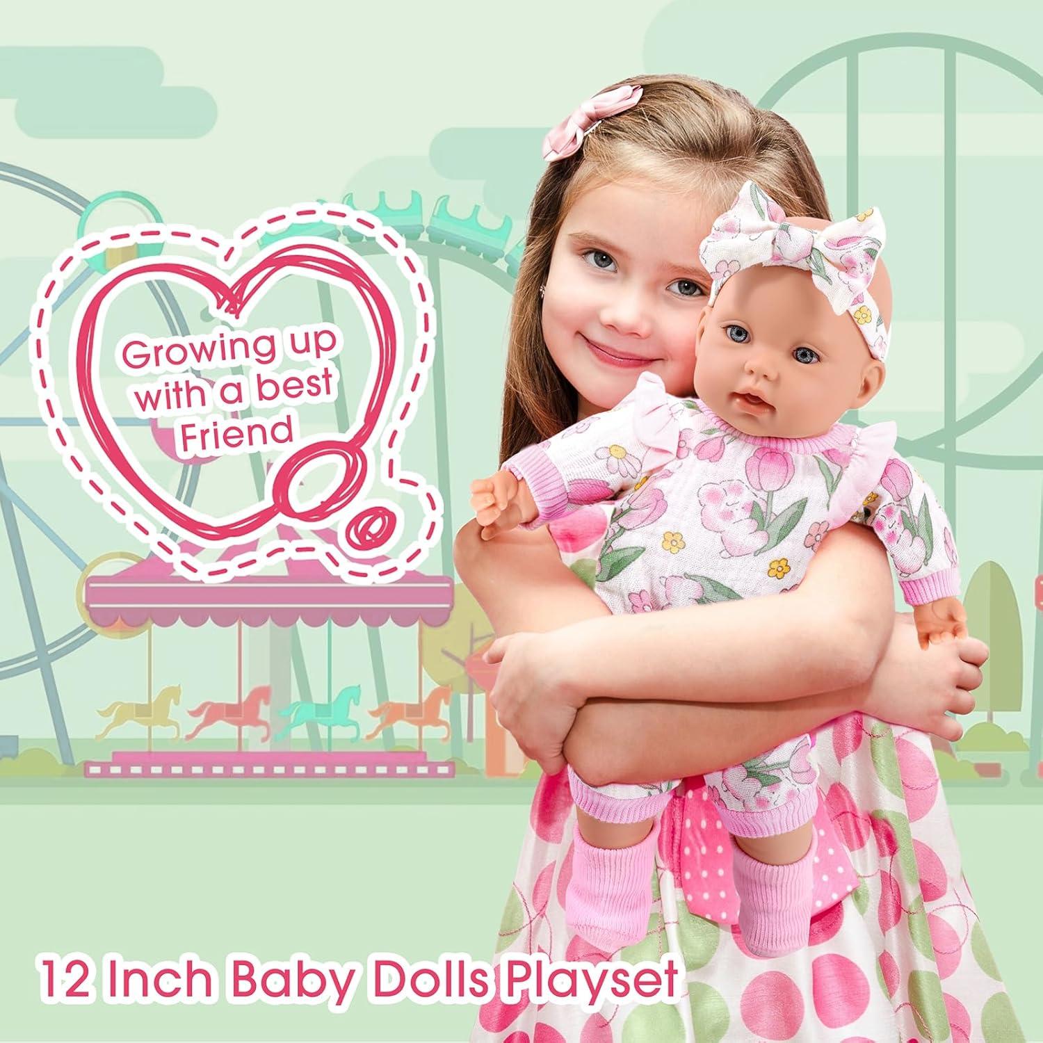 Muñeca de Bebé 30.48 cm UZIDBTO con Ropa y Accesorios