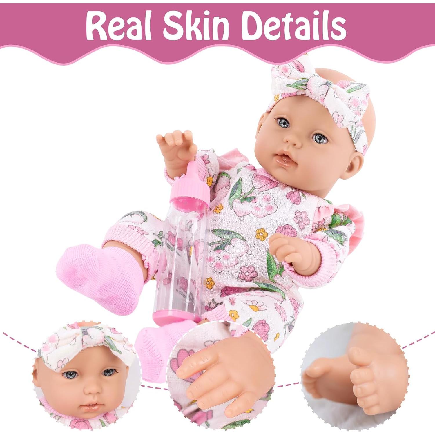 Muñeca de Bebé 30.48 cm UZIDBTO con Ropa y Accesorios