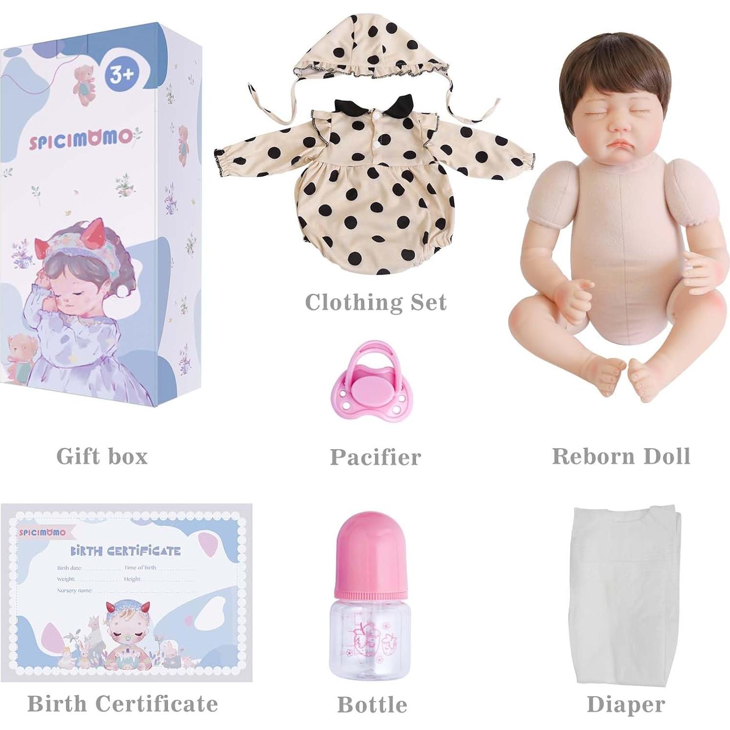 Muñeca Reborn Realista SPICIMOMO 56 cm con Cuerpo Suave