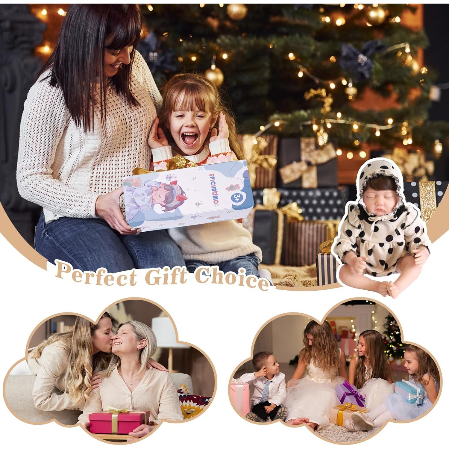 Muñeca Reborn Realista SPICIMOMO 56 cm con Cuerpo Suave