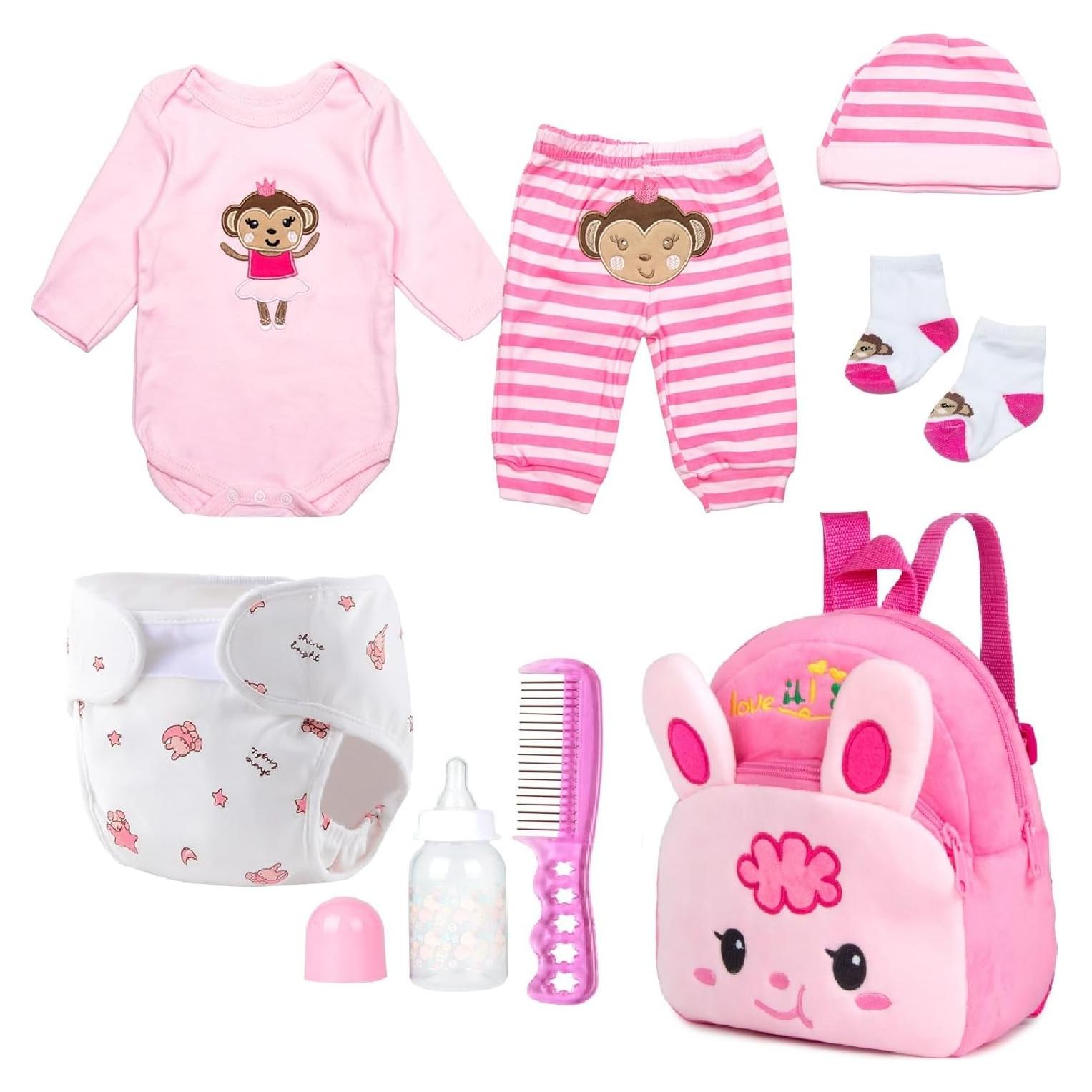 Conjunto de Ropa Rosa 8 Pcs para Muñecas Reborn Pedolltree