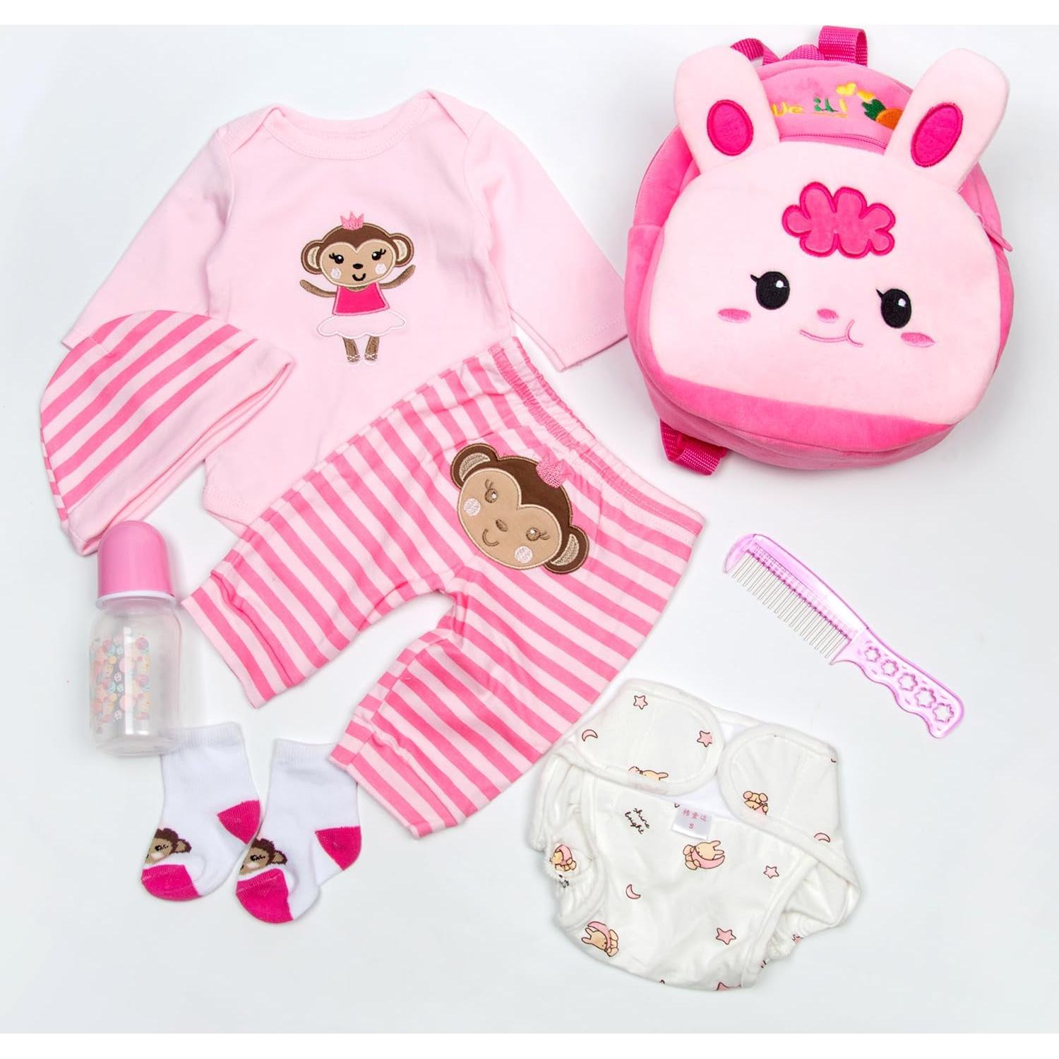 Conjunto de Ropa Rosa 8 Pcs para Muñecas Reborn Pedolltree