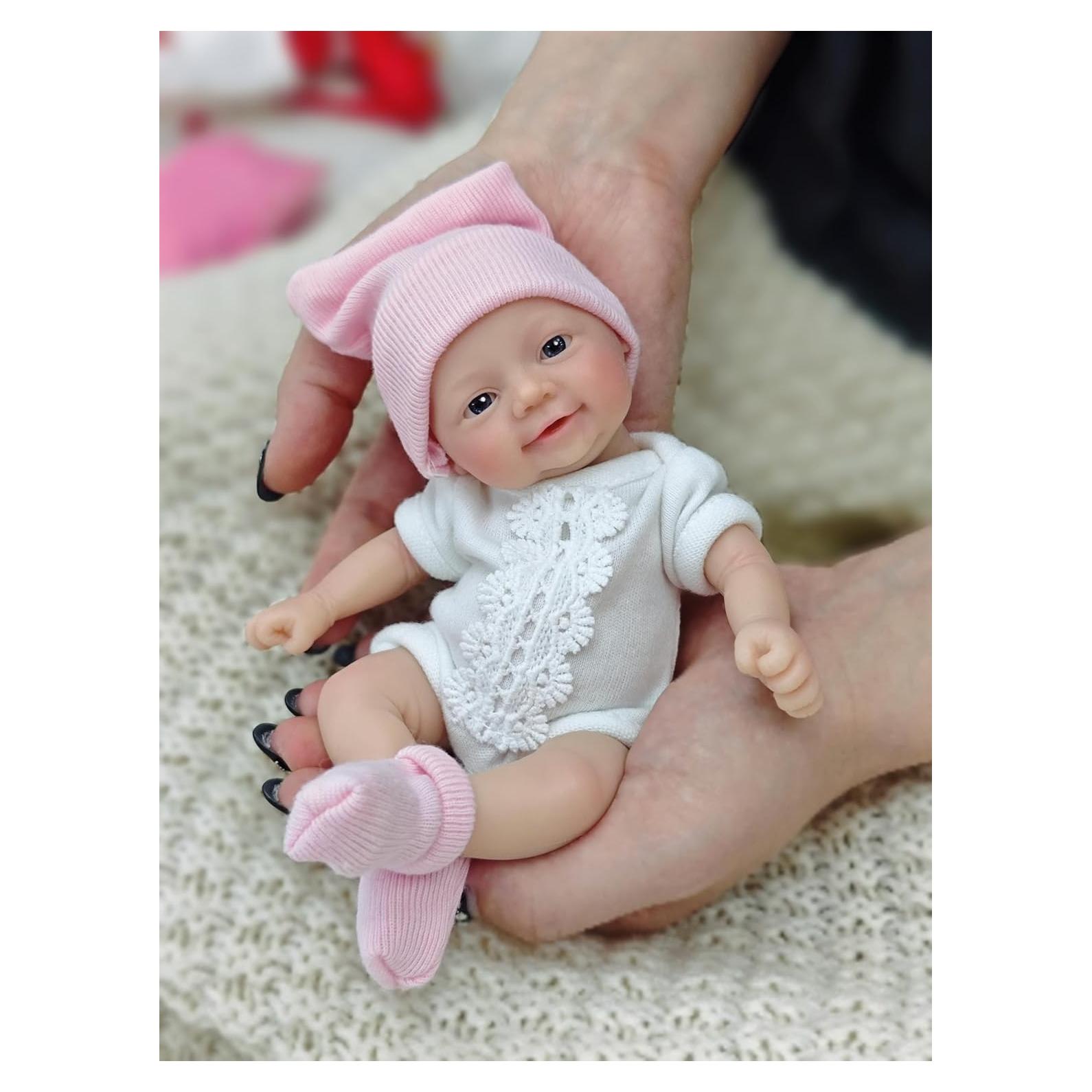 Muñeca Reborn de Silicona Mini 17.78 cm MYREBABY Rosa