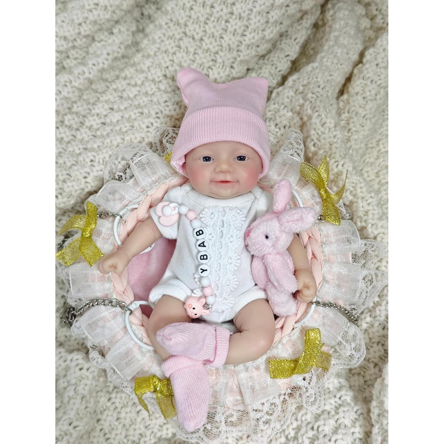 Muñeca Reborn de Silicona Mini 17.78 cm MYREBABY Rosa