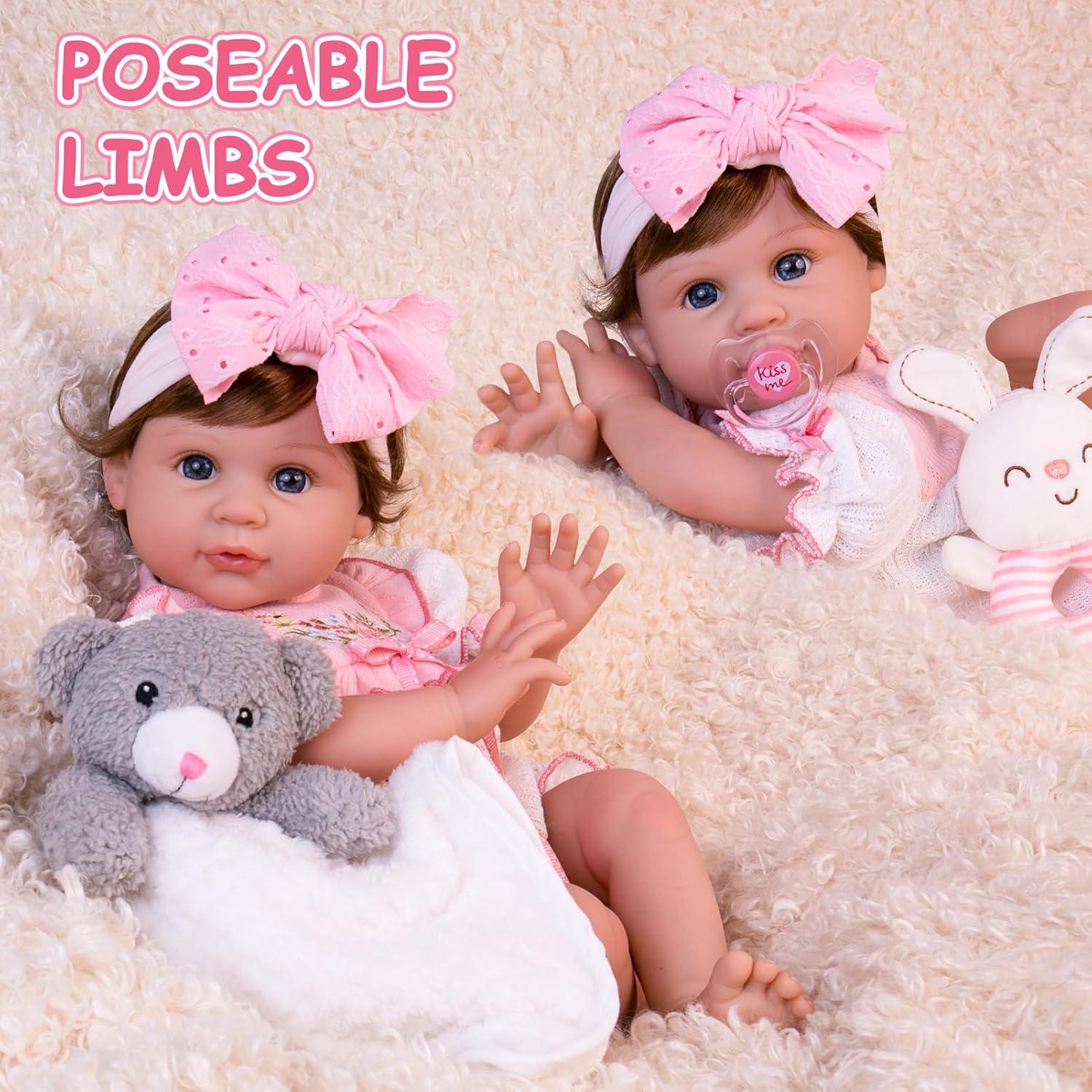 Muñeca Reborn Aori 55.88 cm Rosa con Chupete y Certificado