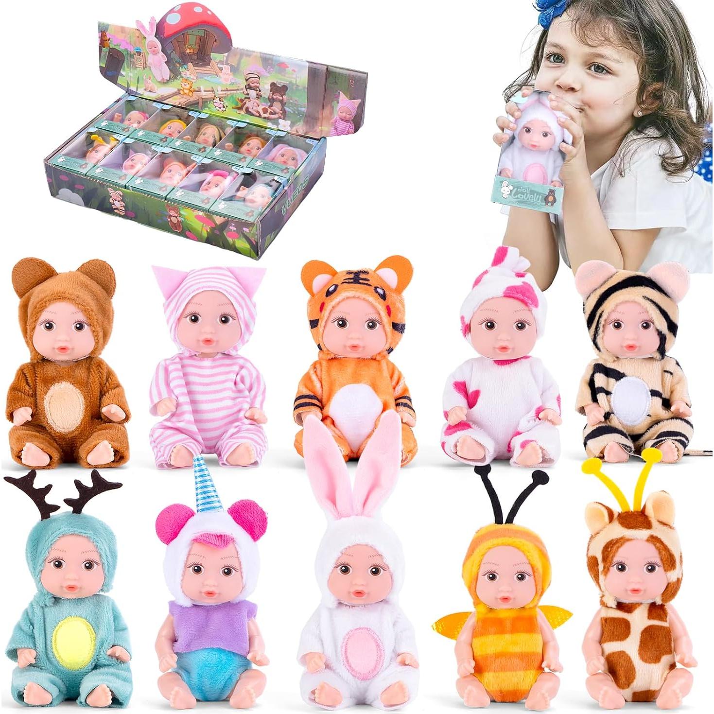 Set de 10 Muñecas Reborn Mini 4" Vueos - Juguetes Seguros