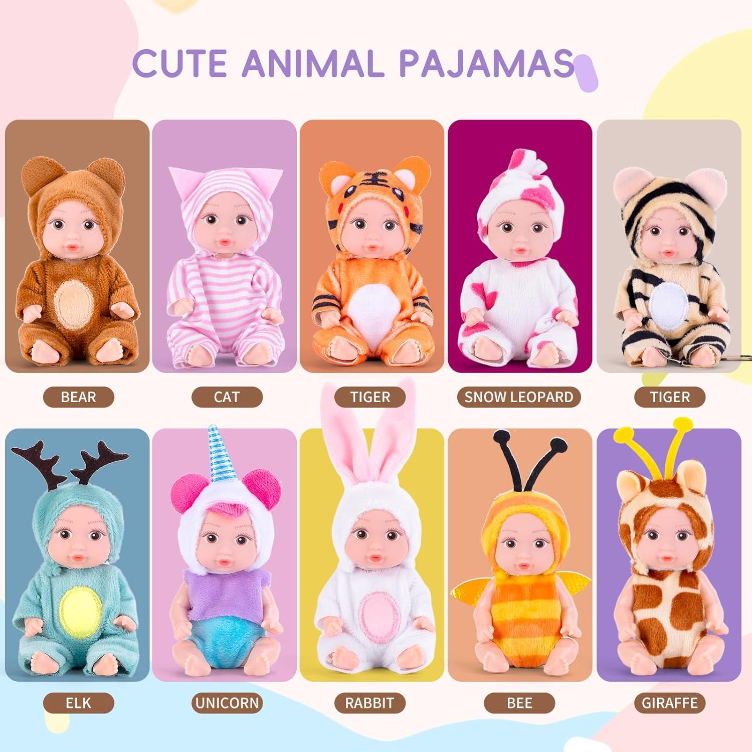 Set de 10 Muñecas Reborn Mini 4" Vueos - Juguetes Seguros