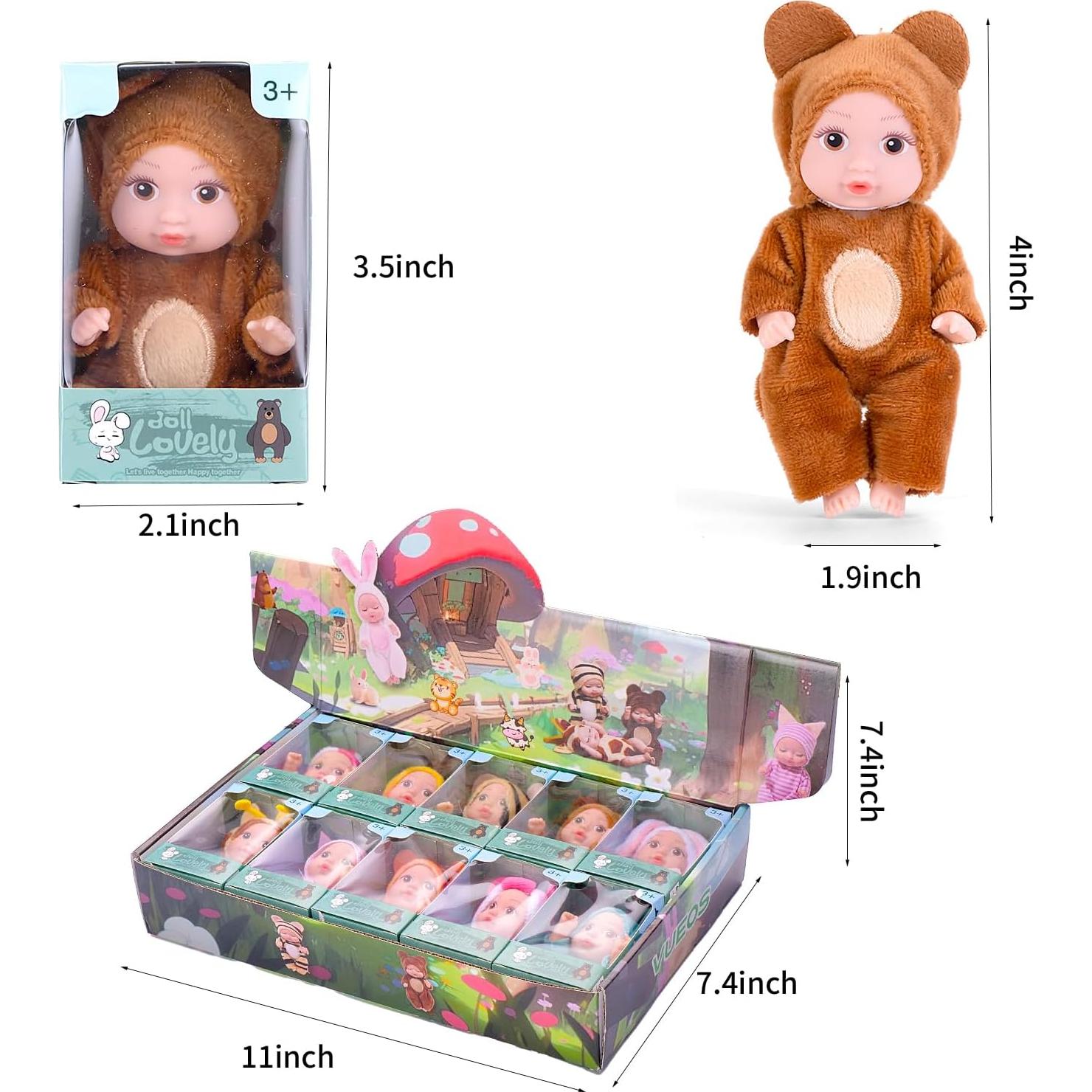 Set de 10 Muñecas Reborn Mini 4" Vueos - Juguetes Seguros