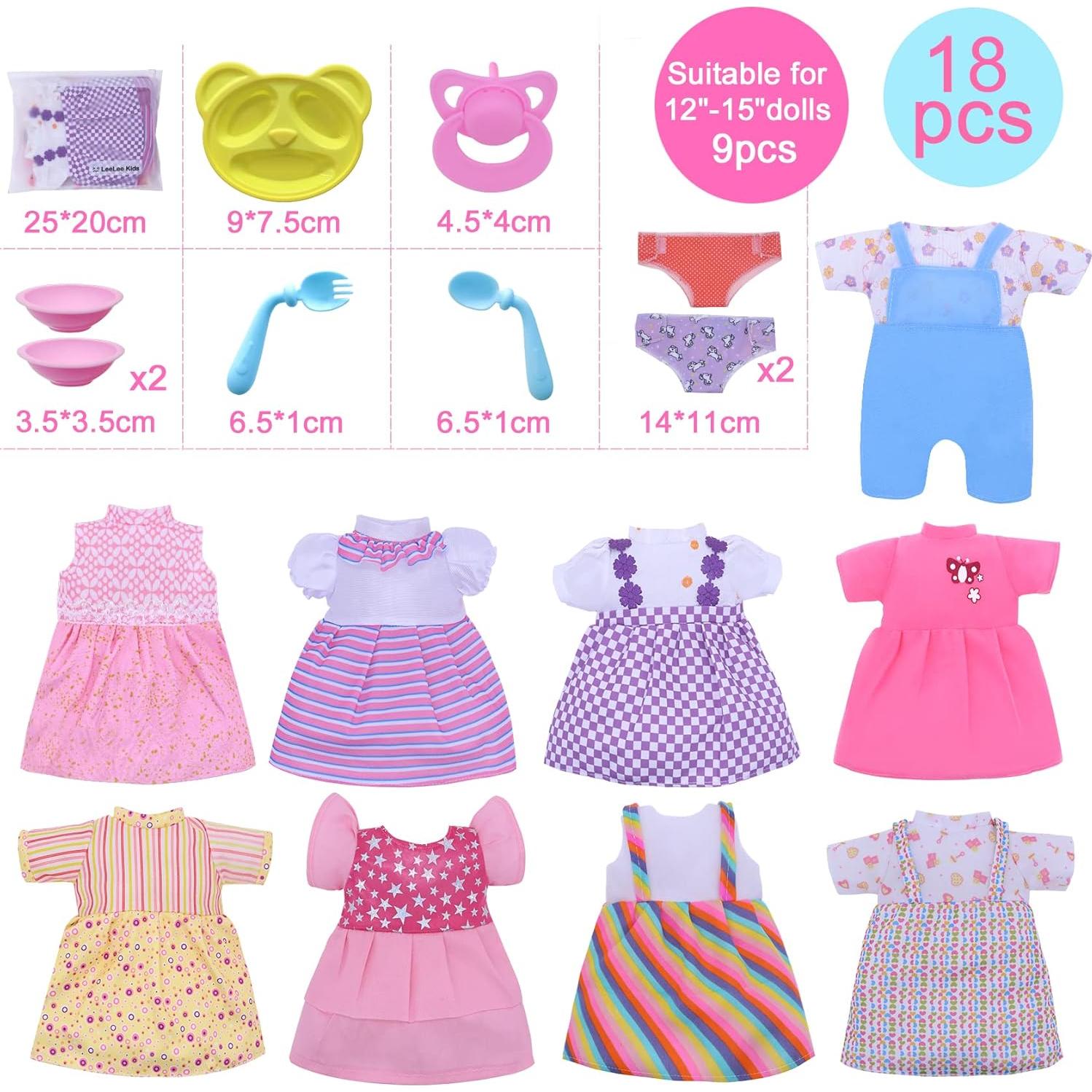 Ropa de Muñeca 30-38 cm Chenghai - 9 Vestidos y Accesorios