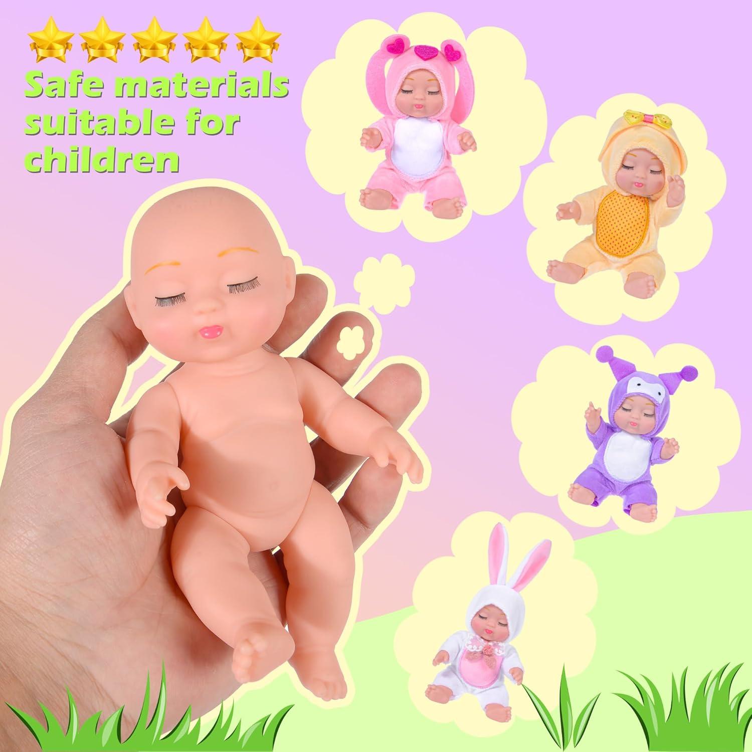 Set de 4 Muñecas de Bebé 17.78 cm con Disfraces de Animales