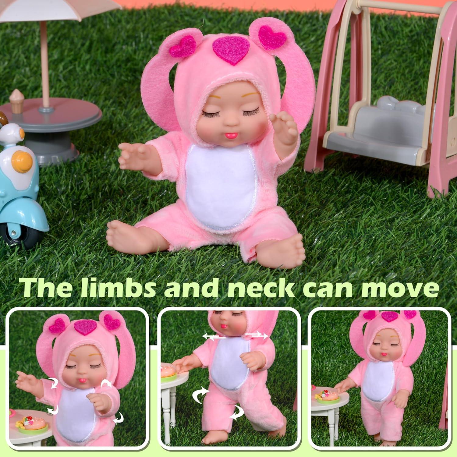 Set de 4 Muñecas de Bebé 17.78 cm con Disfraces de Animales