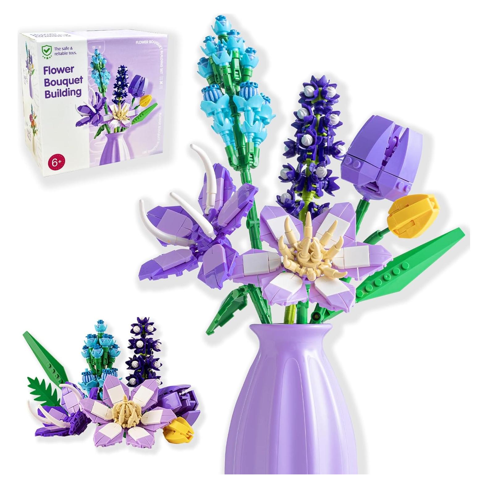 Juego de Construcción de Flores Artificiales Qesfir con Jarrón