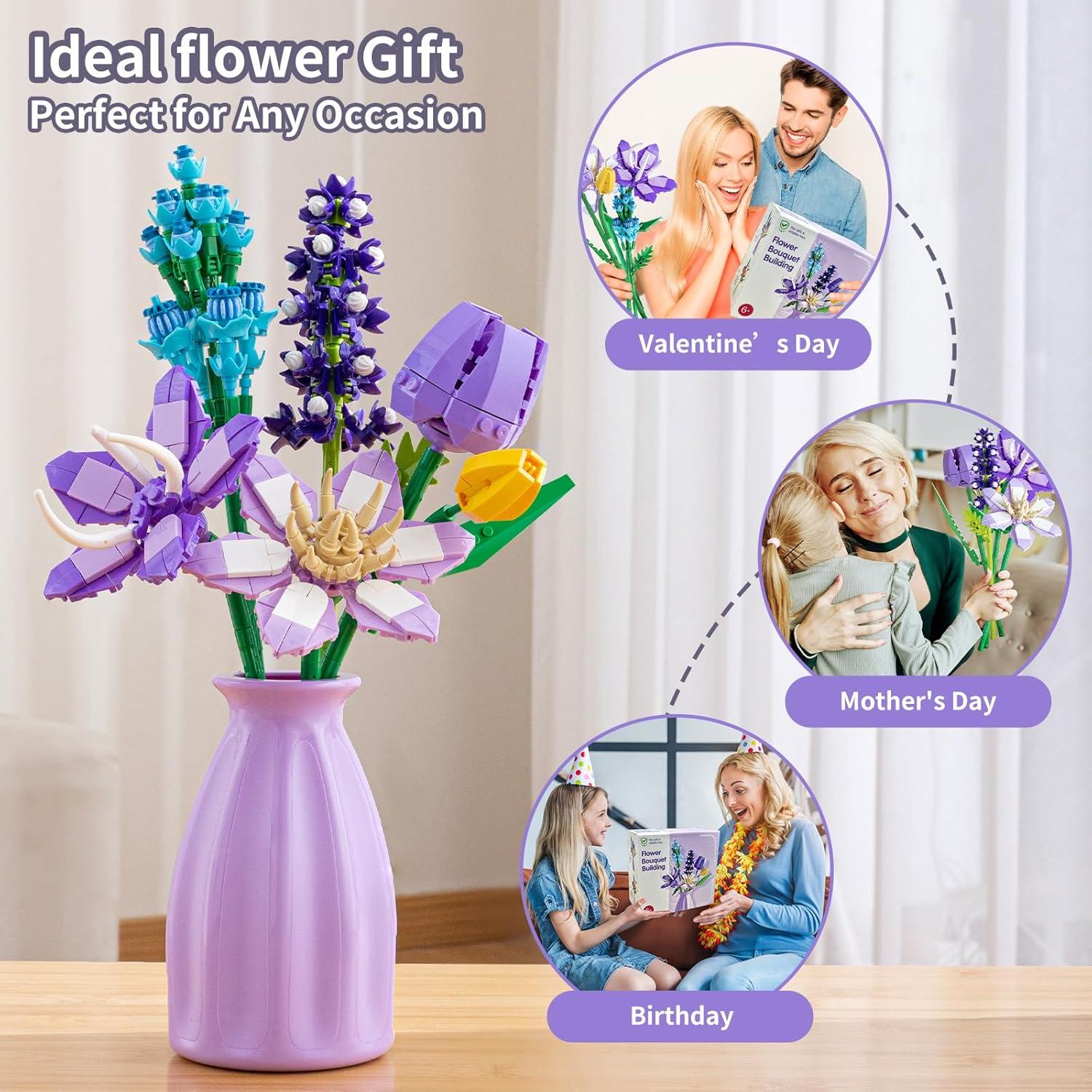 Juego de Construcción de Flores Artificiales Qesfir con Jarrón