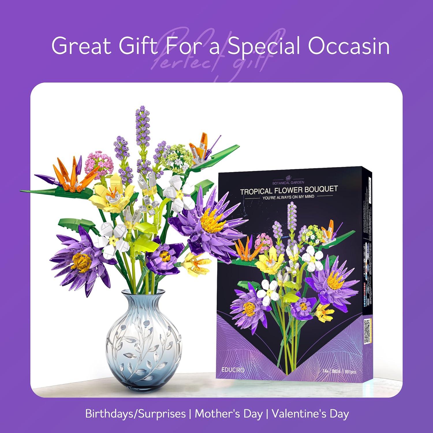 BIGEARN Set de Construcción Ramo de Flores Artificiales 824