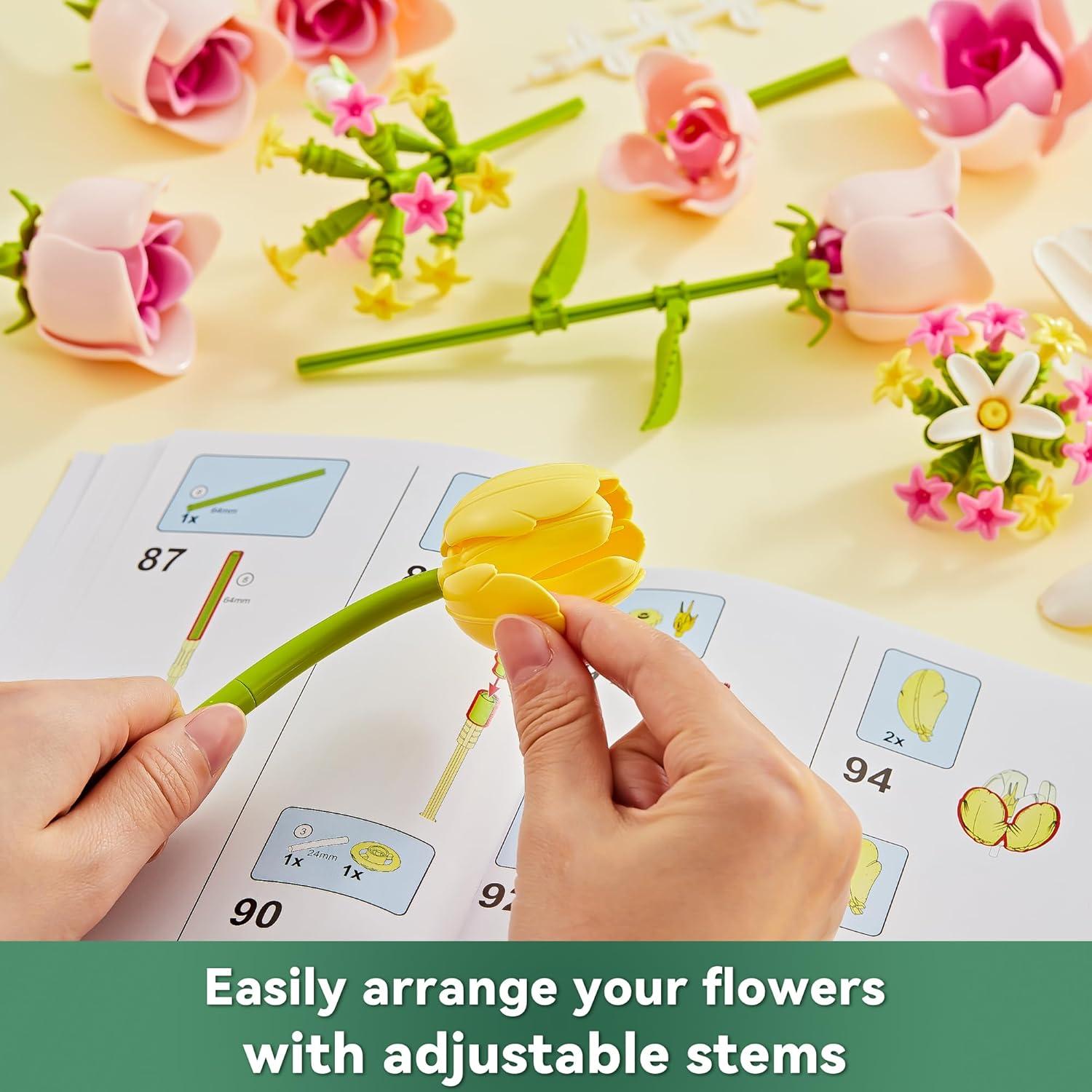 Ramo de Flores Artificiales Tulipanes y Rosas EWED 18 Piezas