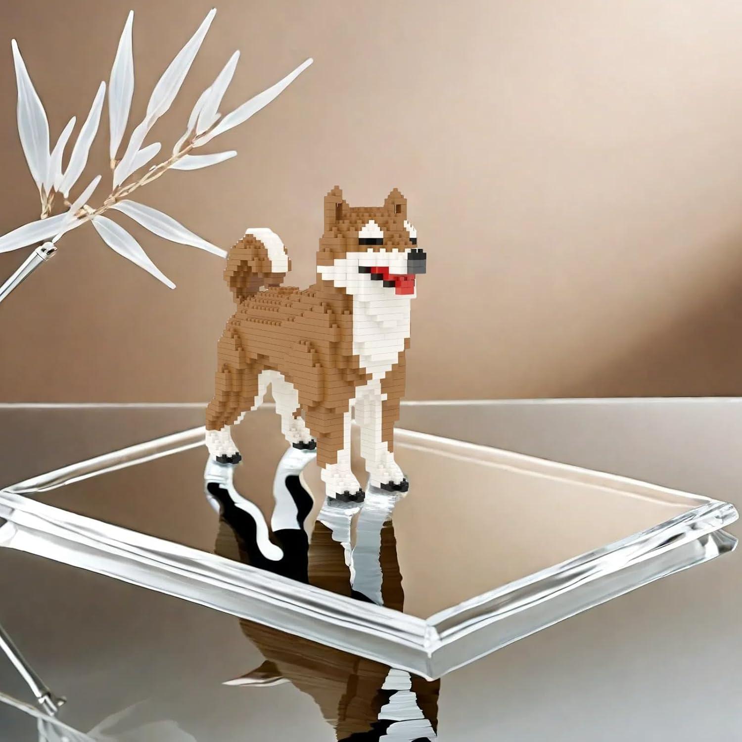 Larcele Mini Juguete de Construcción Shiba Inu Macho 814 Piezas