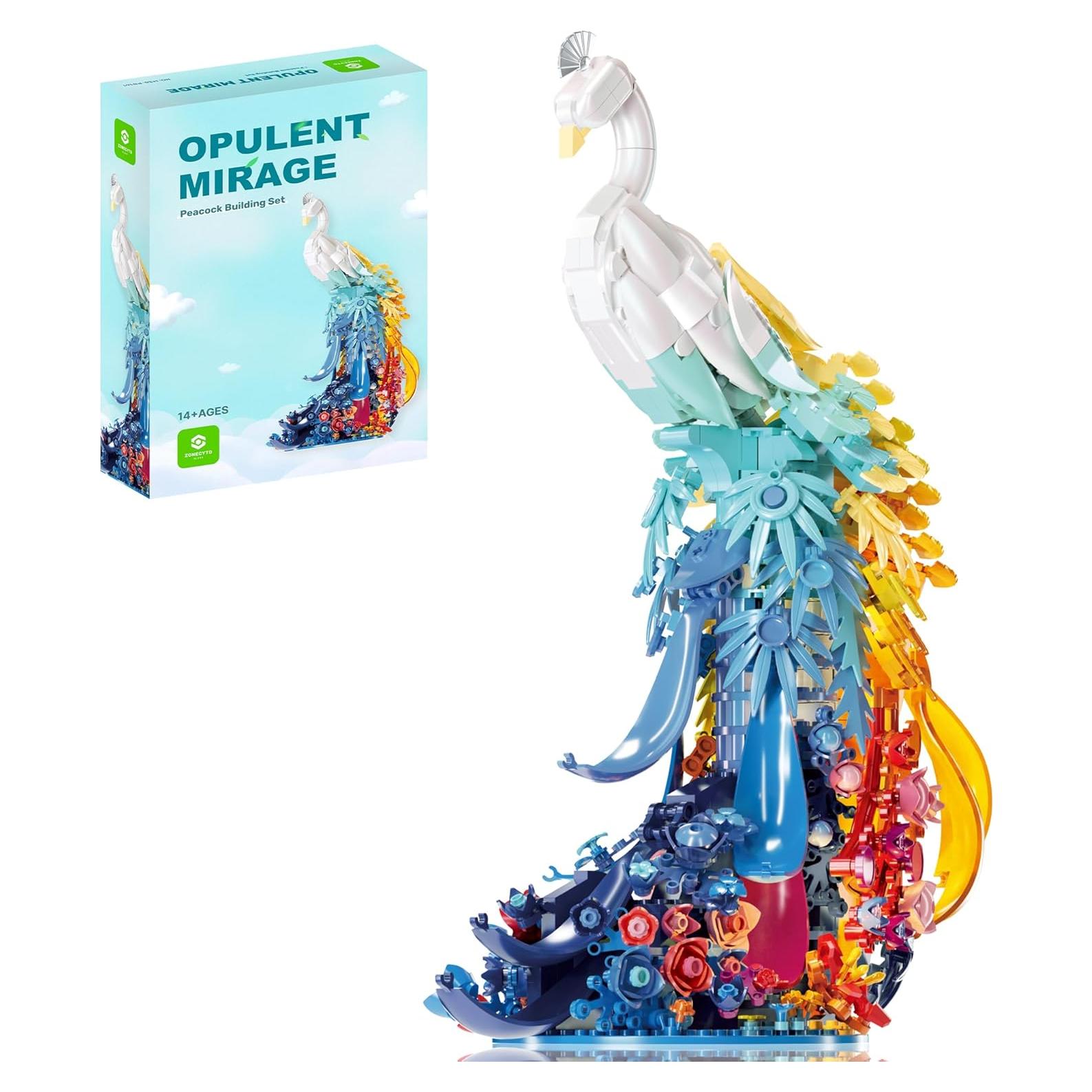 Conjunto de Construcción ZONECYTD Pavo Real con Flores LED