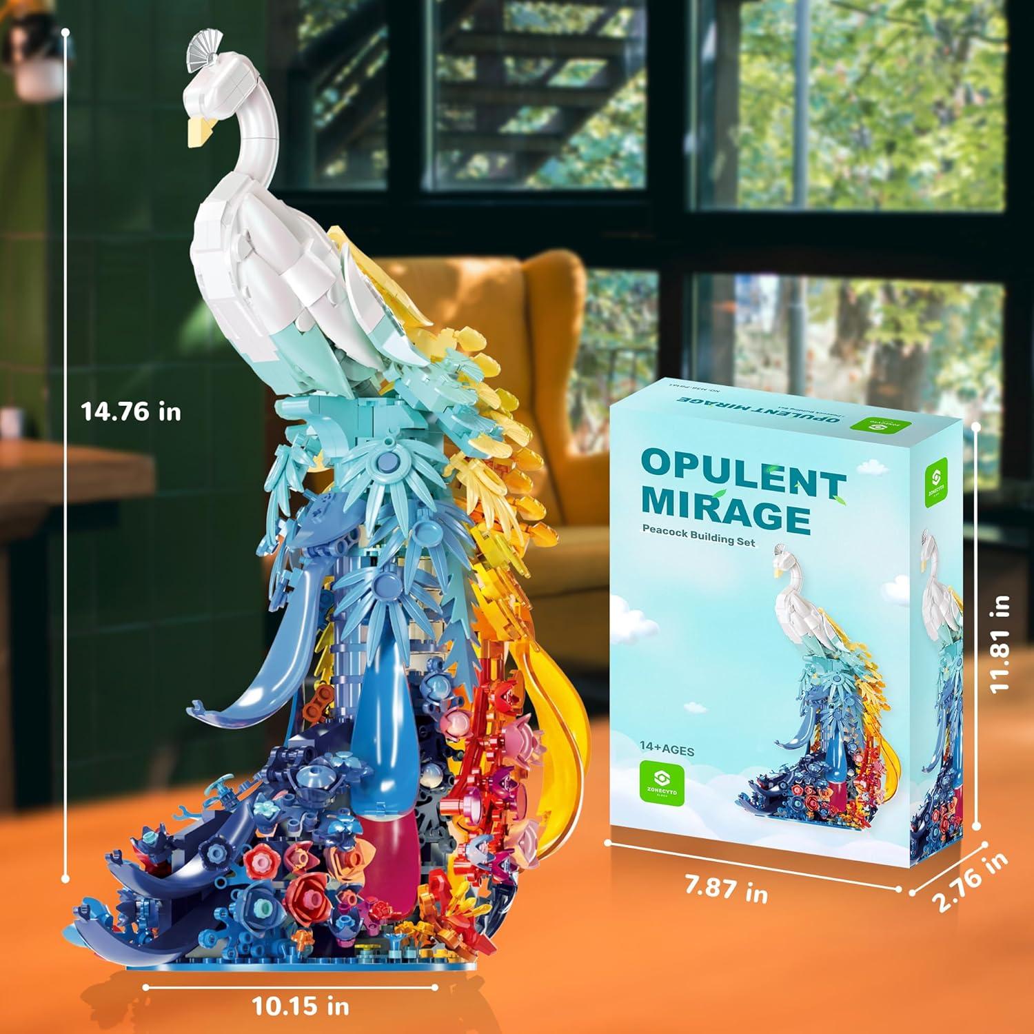 Conjunto de Construcción ZONECYTD Pavo Real con Flores LED