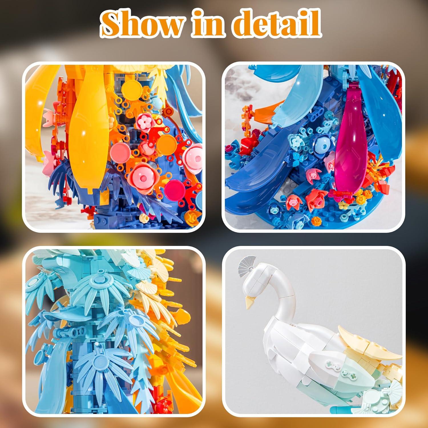 Conjunto de Construcción ZONECYTD Pavo Real con Flores LED