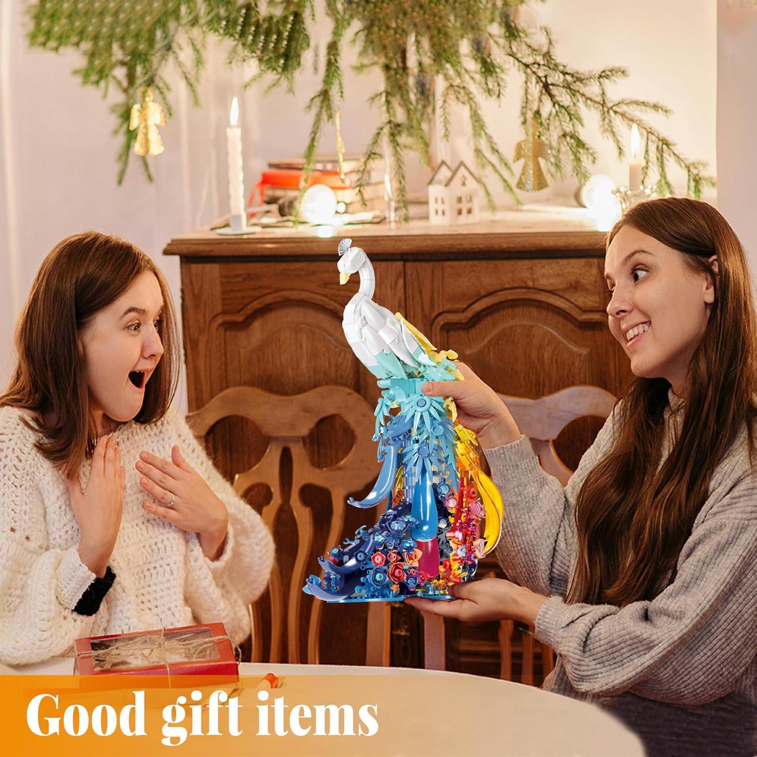 Conjunto de Construcción ZONECYTD Pavo Real con Flores LED