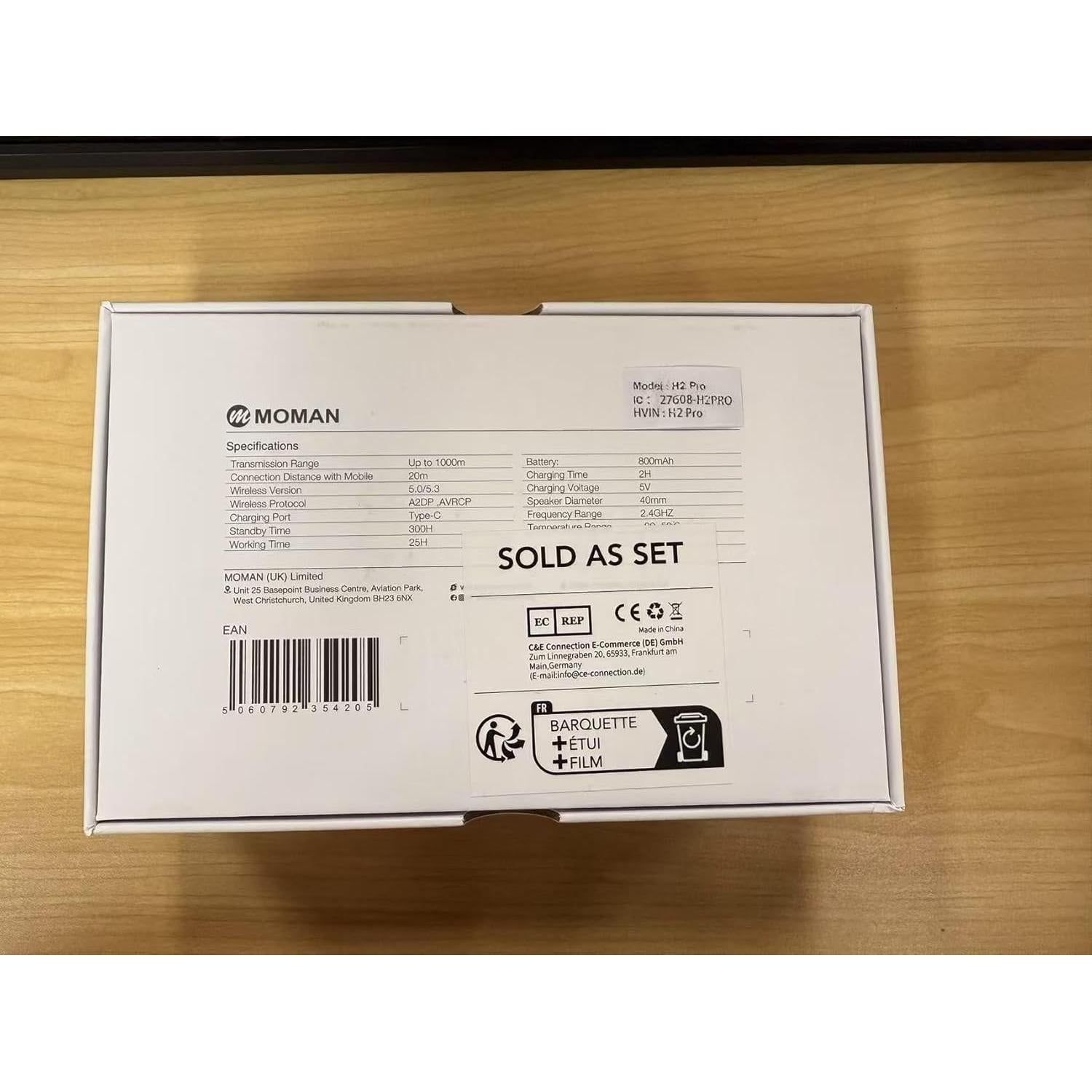 Intercomunicador Moman H2E para Motocicleta, Doble Chip, 25h