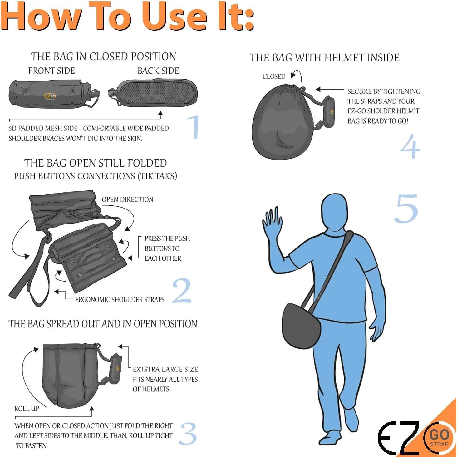 Bolsa de Transporte para Cascos EZ-GO Plegable Negra 600D