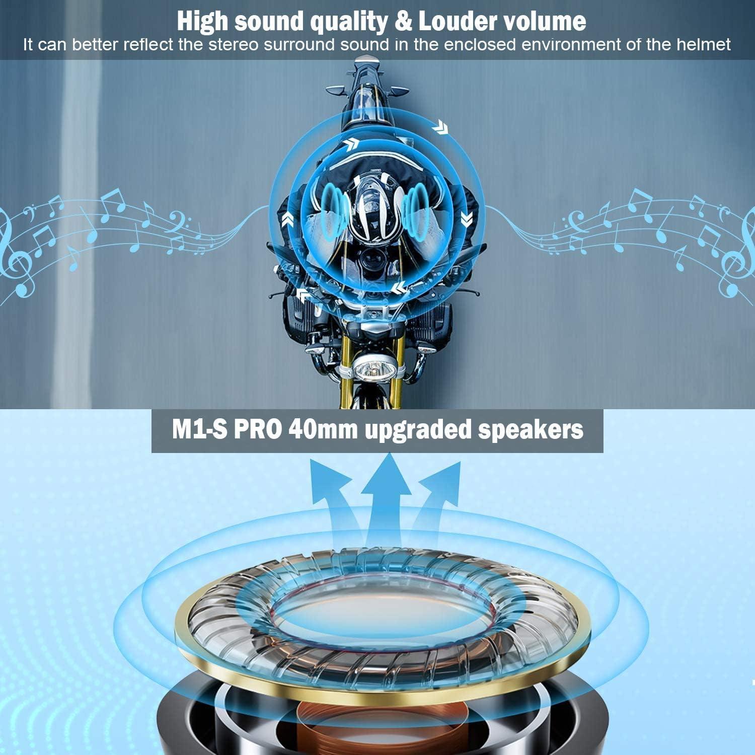 Fodsports Motorcycle Bluetooth Intercom with Music Sharing, M1S Pro 2000m 8 Riders Group Helmet Communication System Headset Universal Interphone (Waterproof/Handsfree/Stereo Music/GPS/2 Pack)