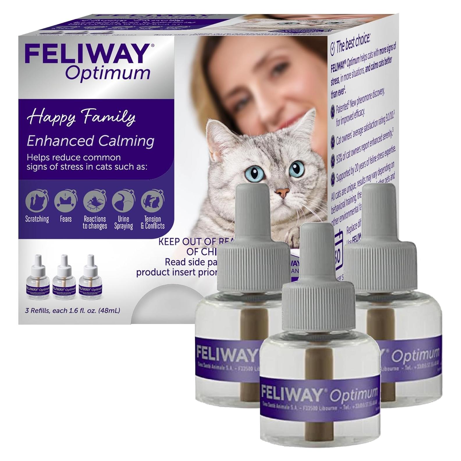 FELIWAY Optimum 3 Recargas de Feromonas 48ml para Gatos