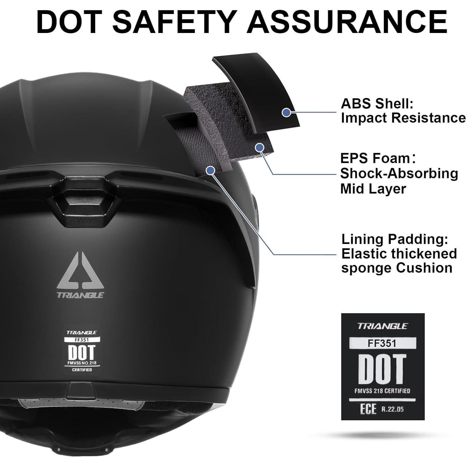 Casco Integral TRIANGLE FF351 Doble Visor Negro Mate DOT