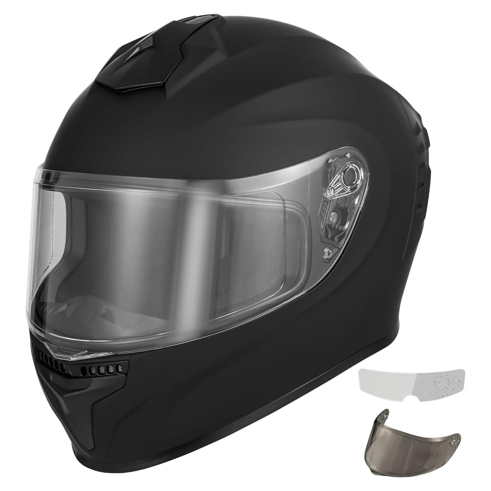 Casco de Motocicleta Favoto Full Face Negro Mediano con 2 Visores