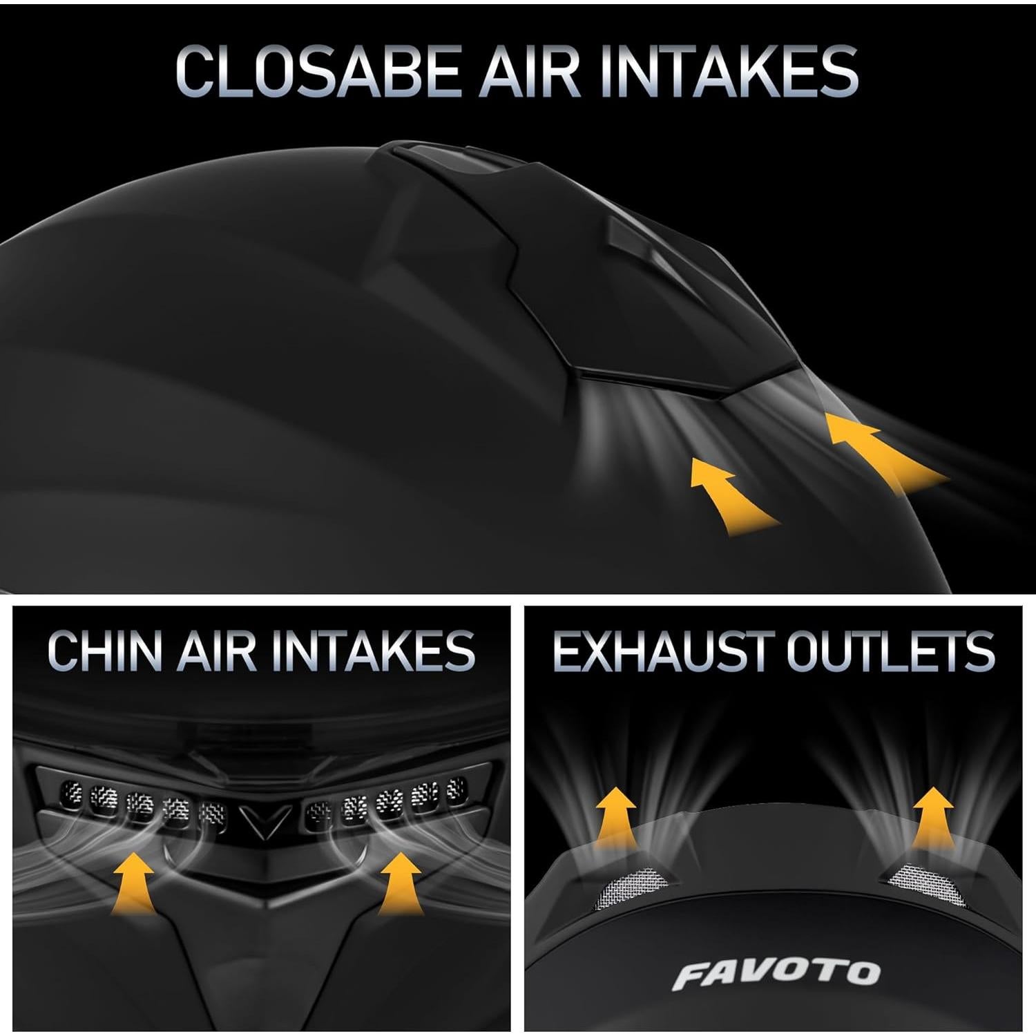 Casco de Motocicleta Favoto Full Face Negro Mediano con 2 Visores