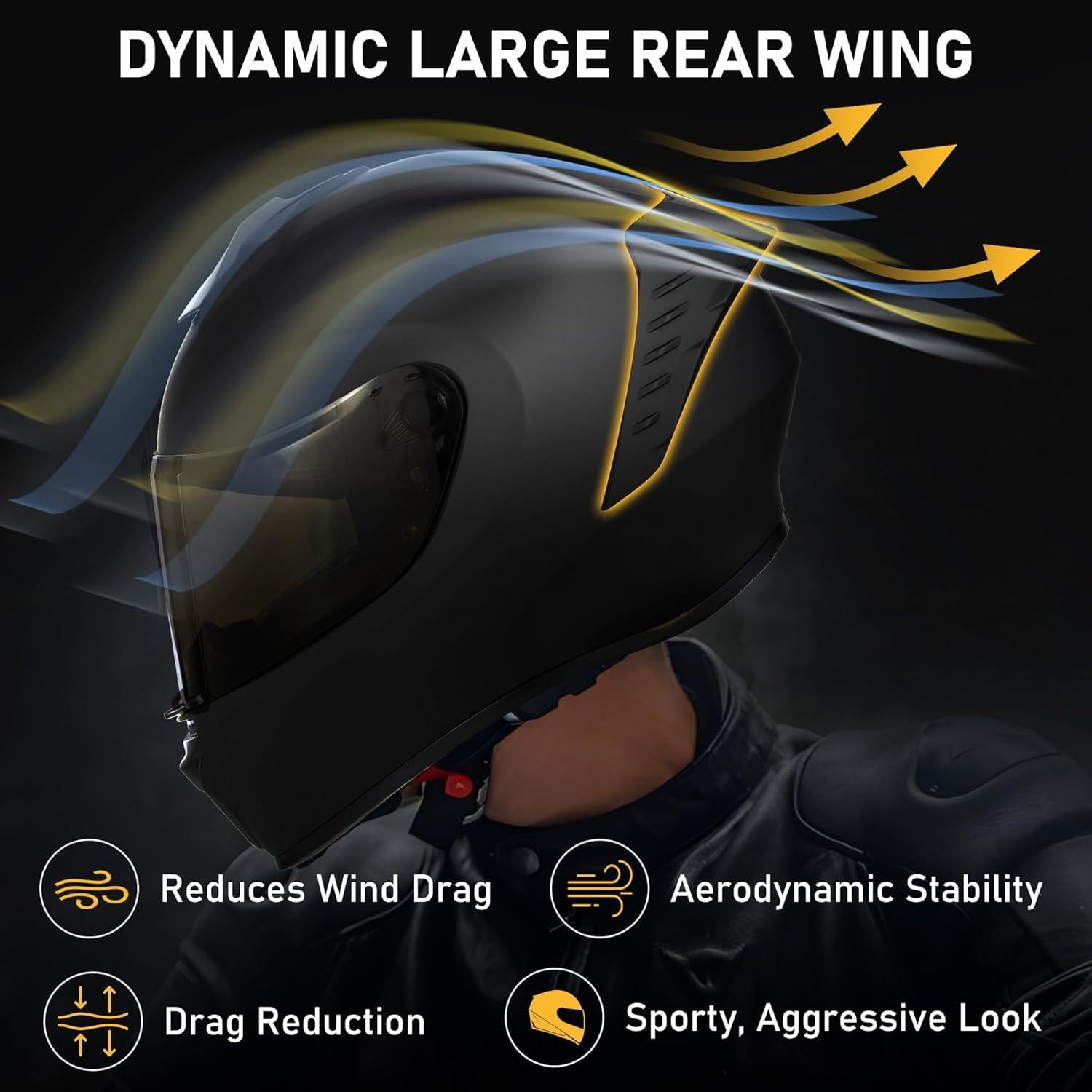 Casco de Motocicleta Favoto Full Face Negro Mediano con 2 Visores