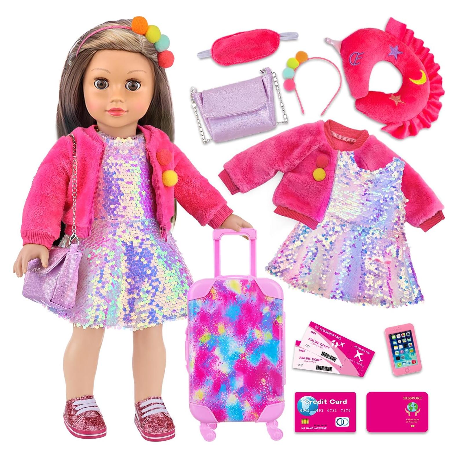 Maleta de Viaje K.T. Fancy para Muñecas 46 cm Rosa