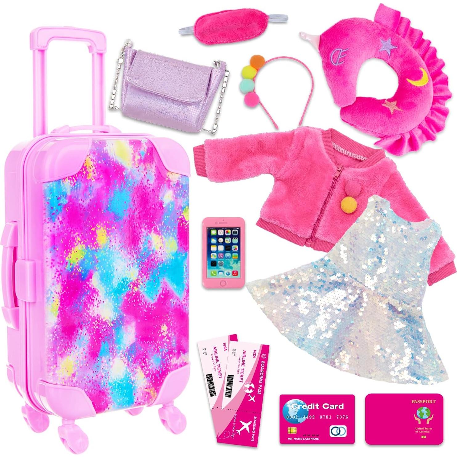 Maleta de Viaje K.T. Fancy para Muñecas 46 cm Rosa