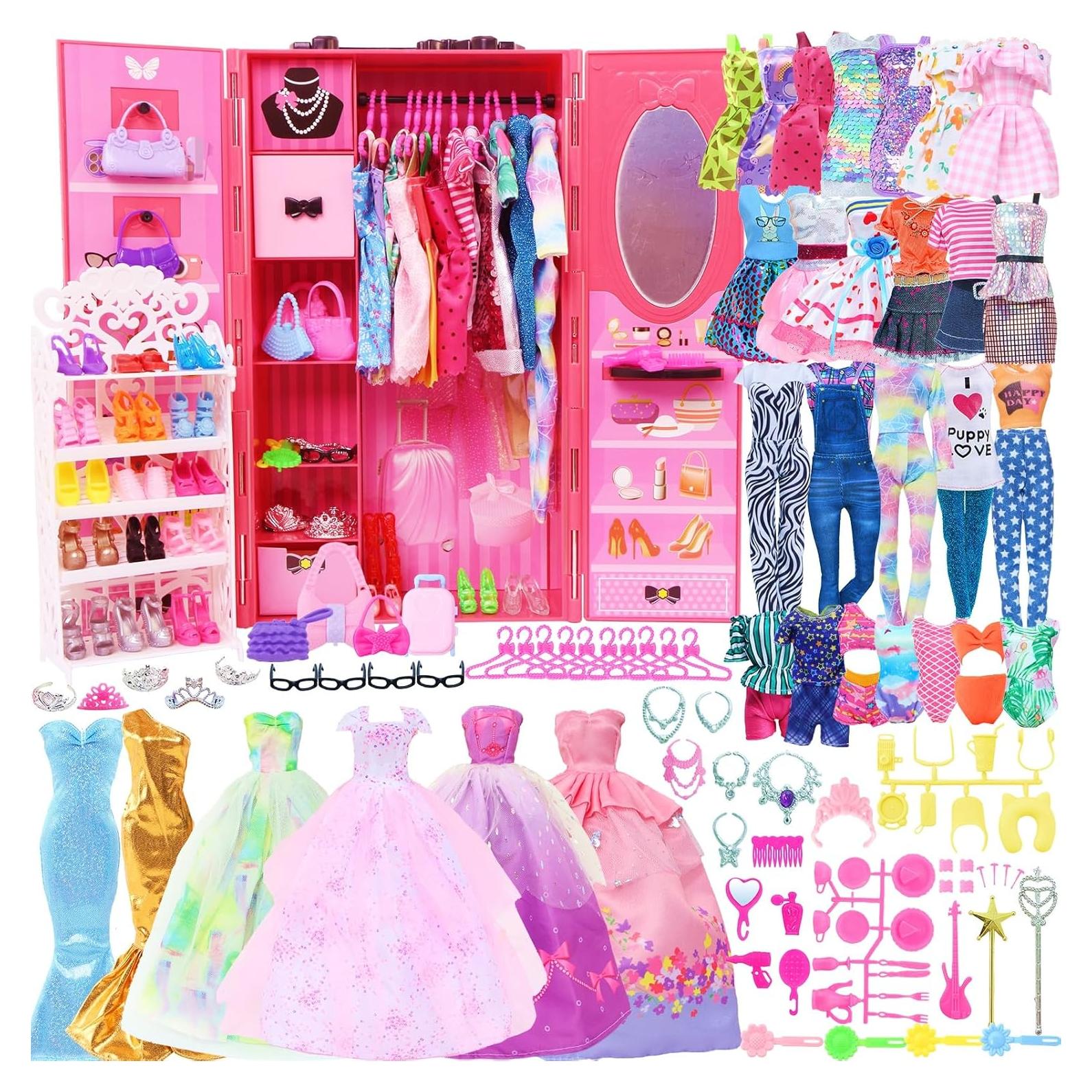 127 Accesorios de Ropa para Muñecas 1/6 HUIWJH con Armario