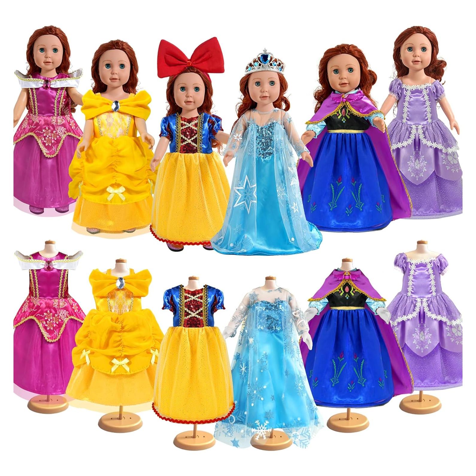Ropa de Muñeca 18 Pulgadas WONDOLL 6 Vestidos Princesa