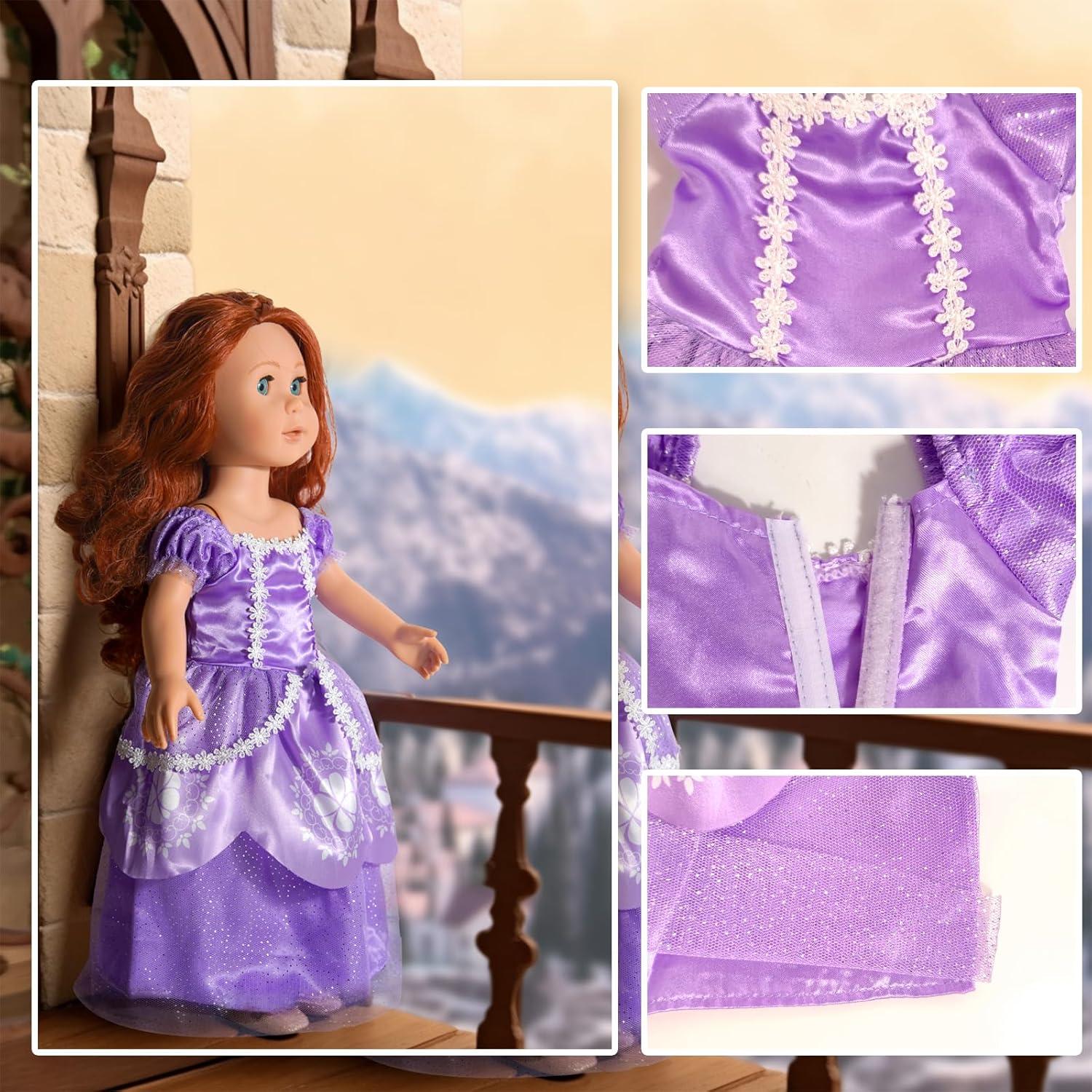 Ropa de Muñeca 18 Pulgadas WONDOLL 6 Vestidos Princesa