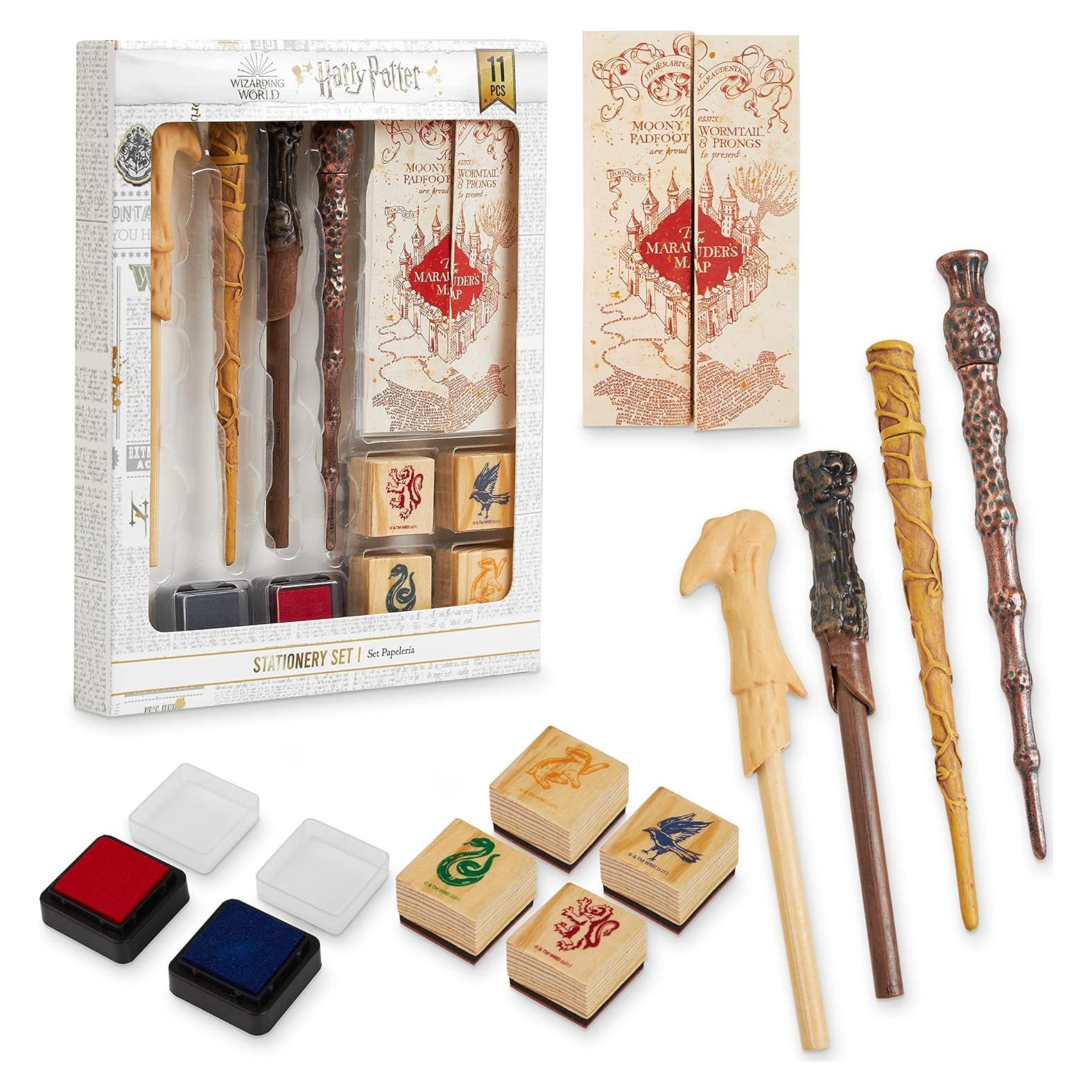 Juego de Papelería Harry Potter con 4 Bolígrafos Varita y Sellos