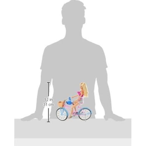 Muñeca Barbie con Bicicleta Rosa y Azul + Accesorios